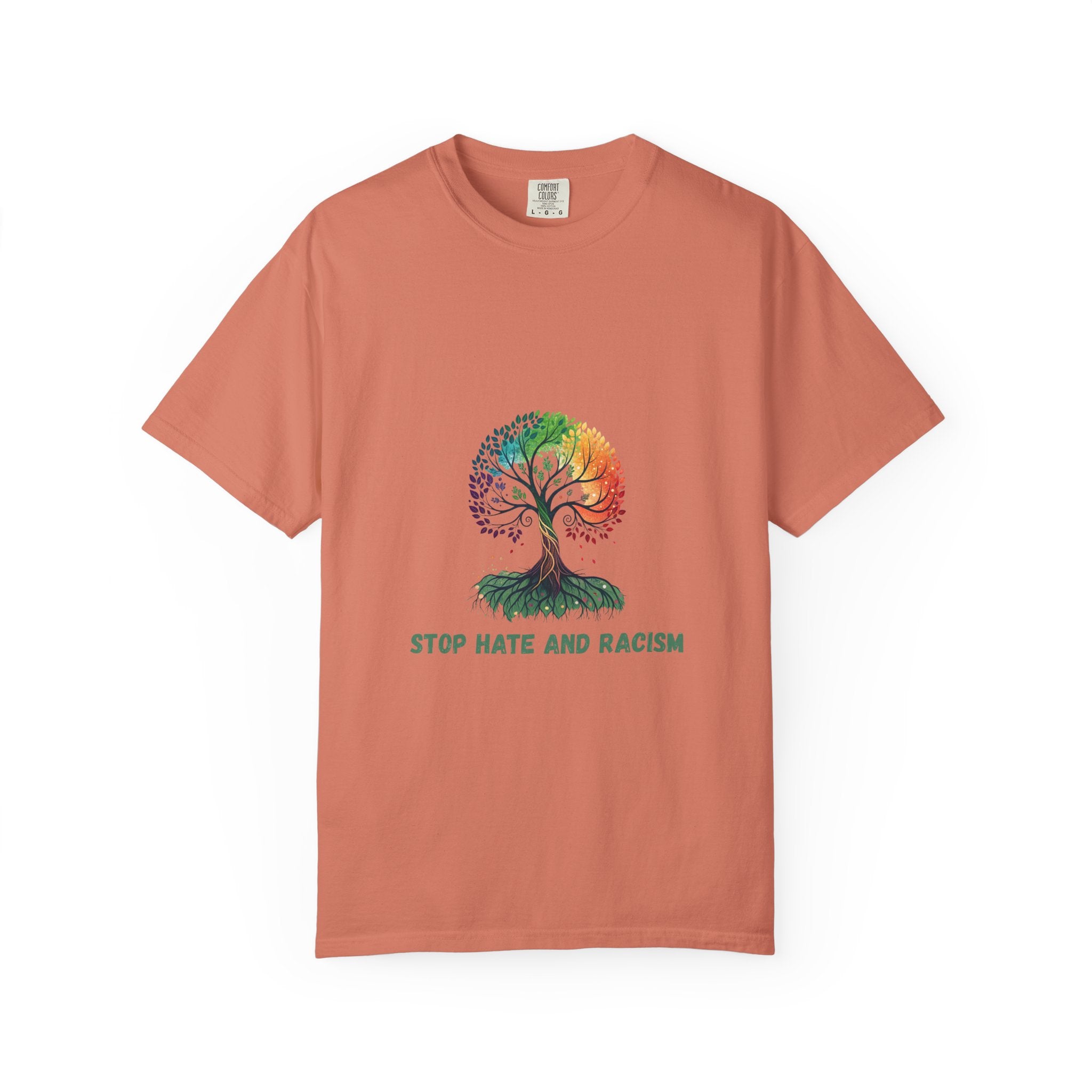 Stop Hate and Racism Tree T-Shirt — Rainbow Unity Tee
