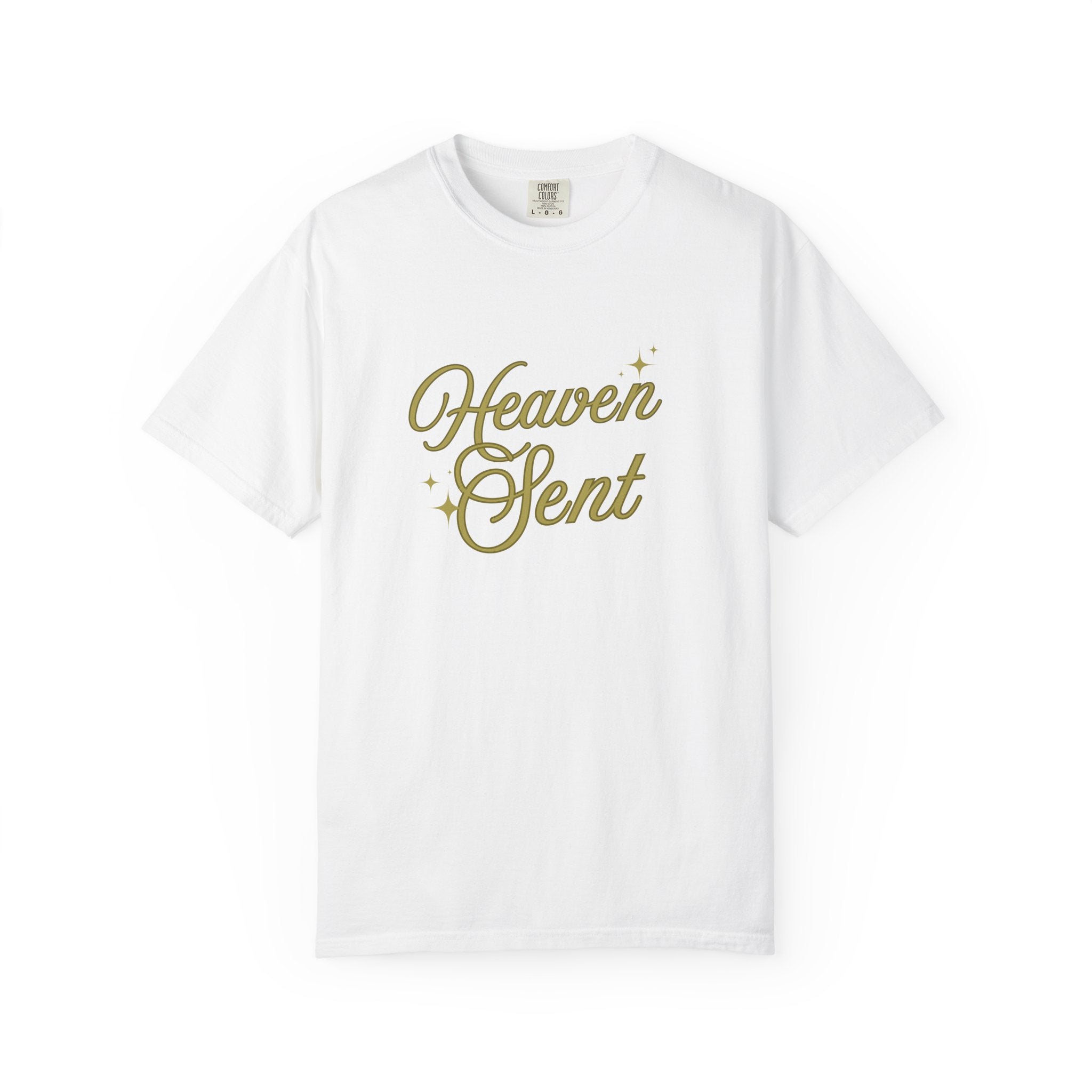 Heaven Sent Graphic Tee – Script Text Logo Cotton T-Shirt