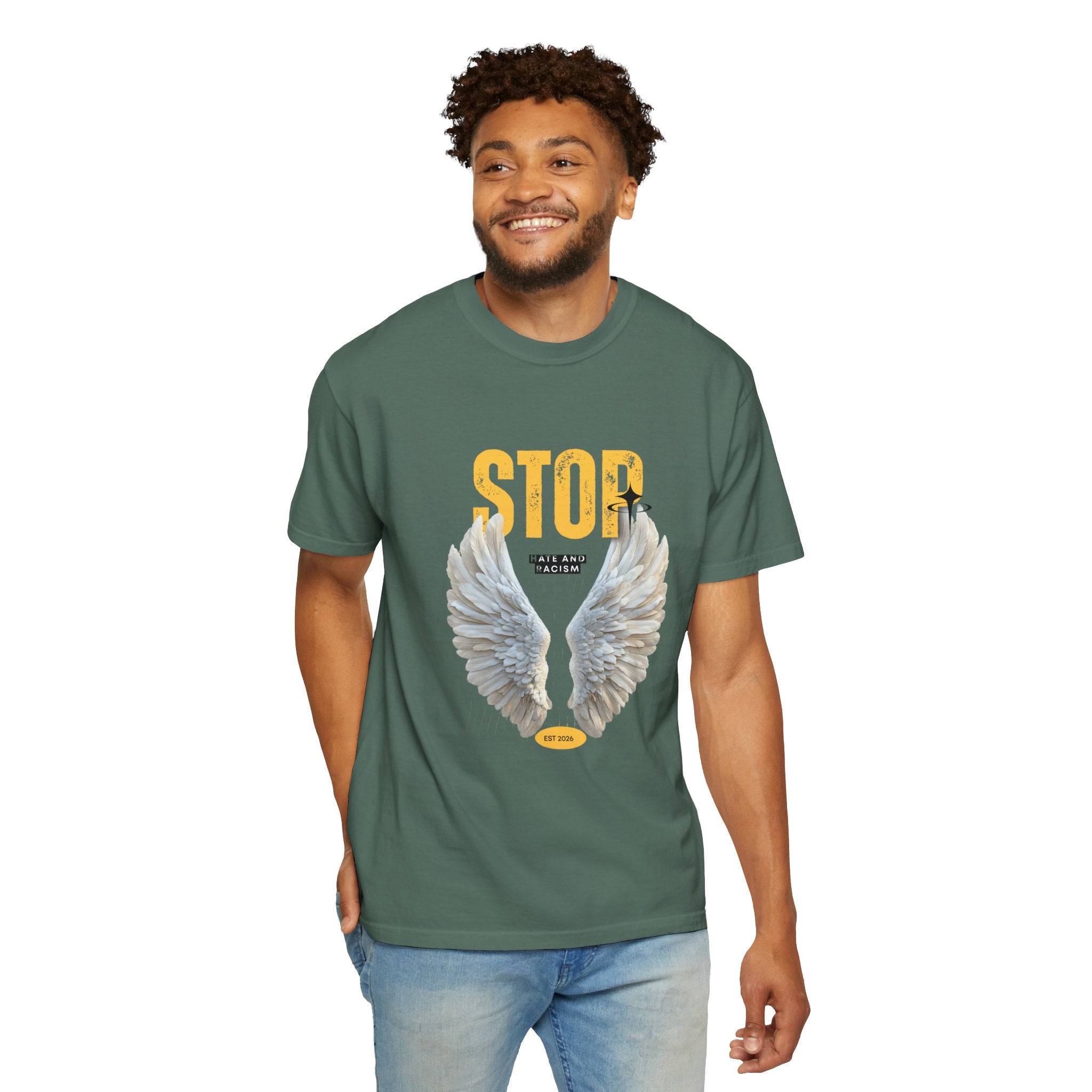 Angel Wings "STOP" Graphic T‑Shirt
