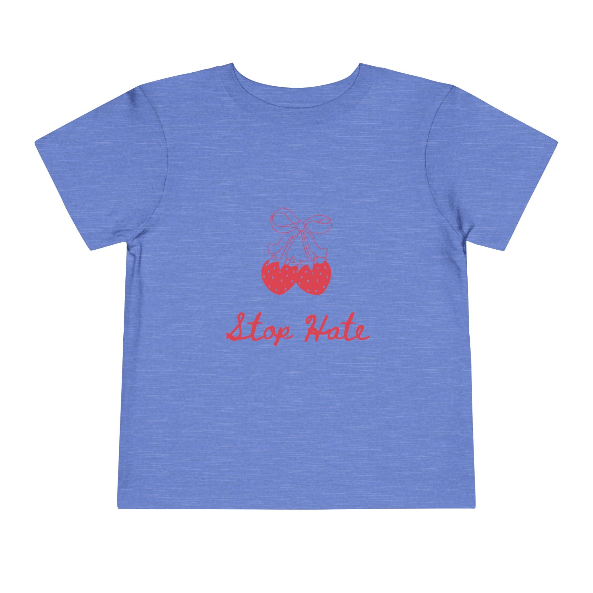 Stop Hate Toddler Tee — Cute Strawberry Heart Graphic Kids Shirt