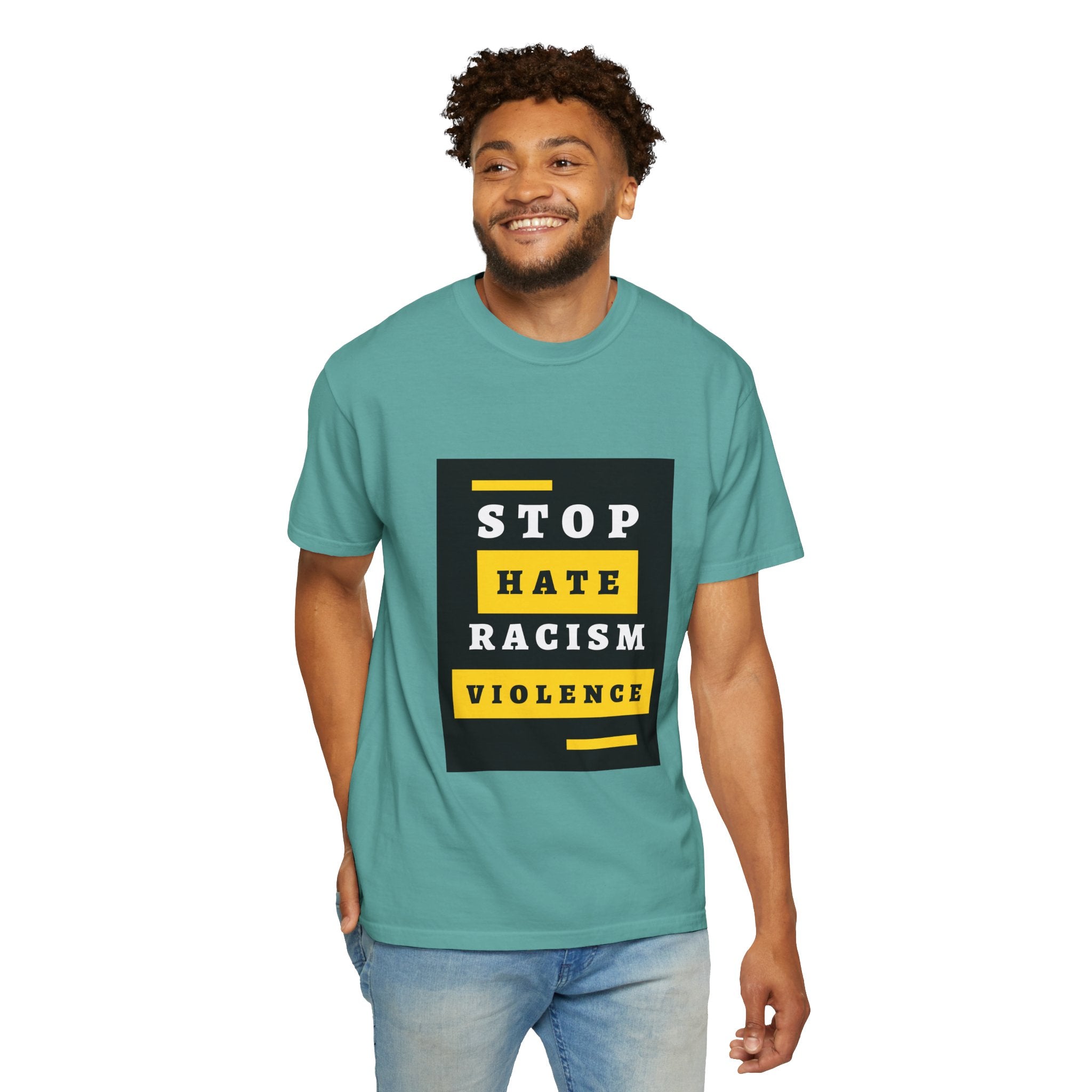 Stop Hate Racism Violence T-Shirt — Anti-Racism Message Tee