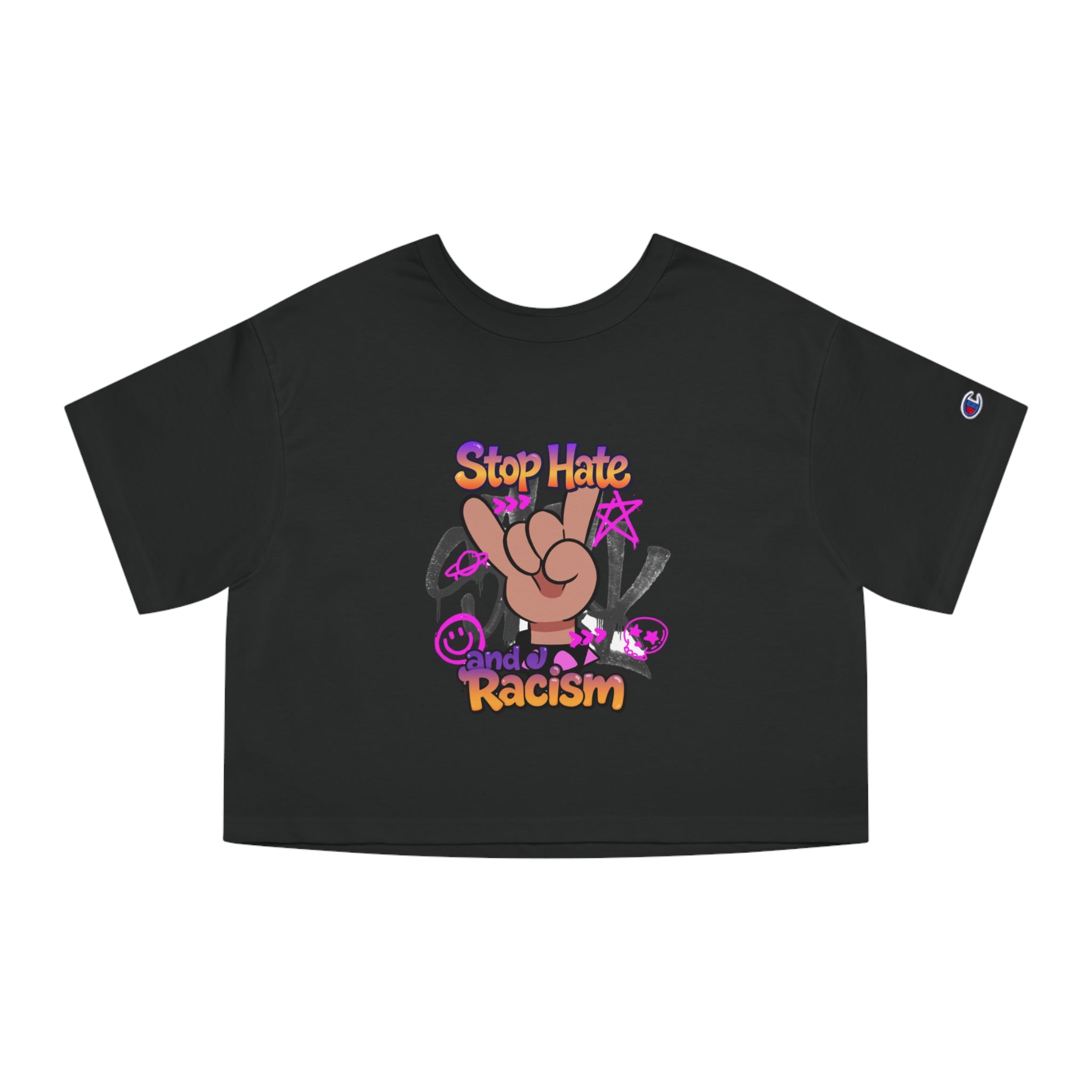 Stop Hate and Racism Graphic Cropped Tee