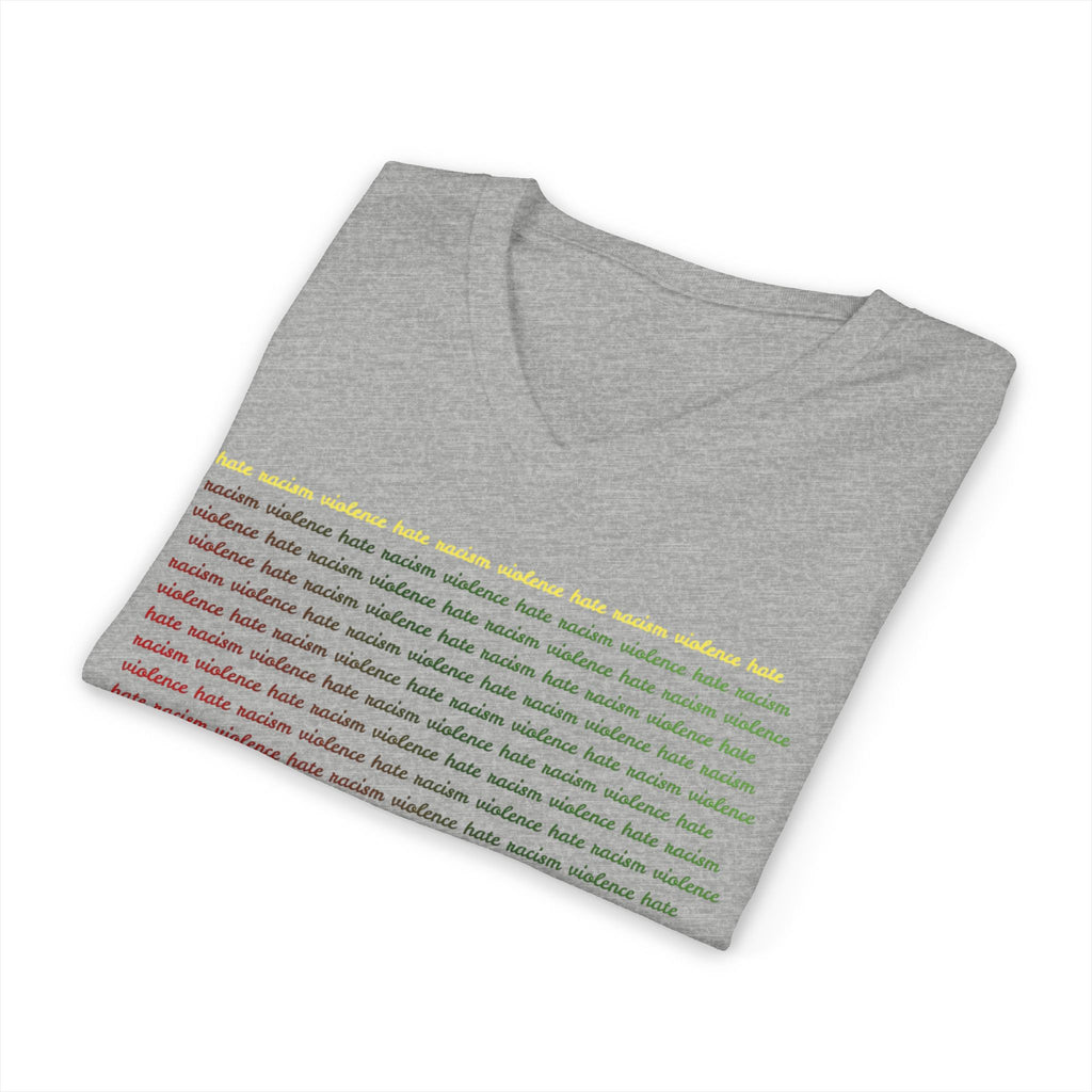 STOP Graphic V-Neck Tee — Bold Typographic Statement Shirt
