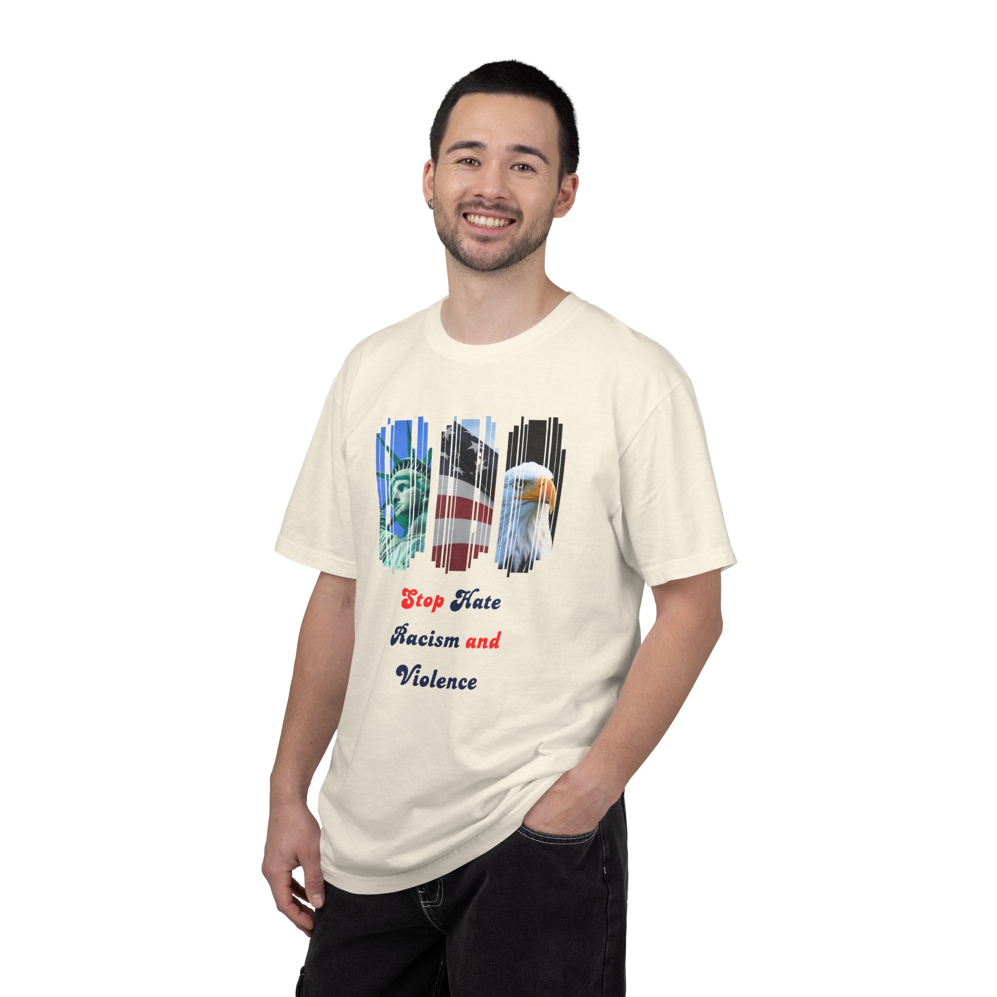 Patriotic 'Stop Hate Racism and Violence' T-Shirt