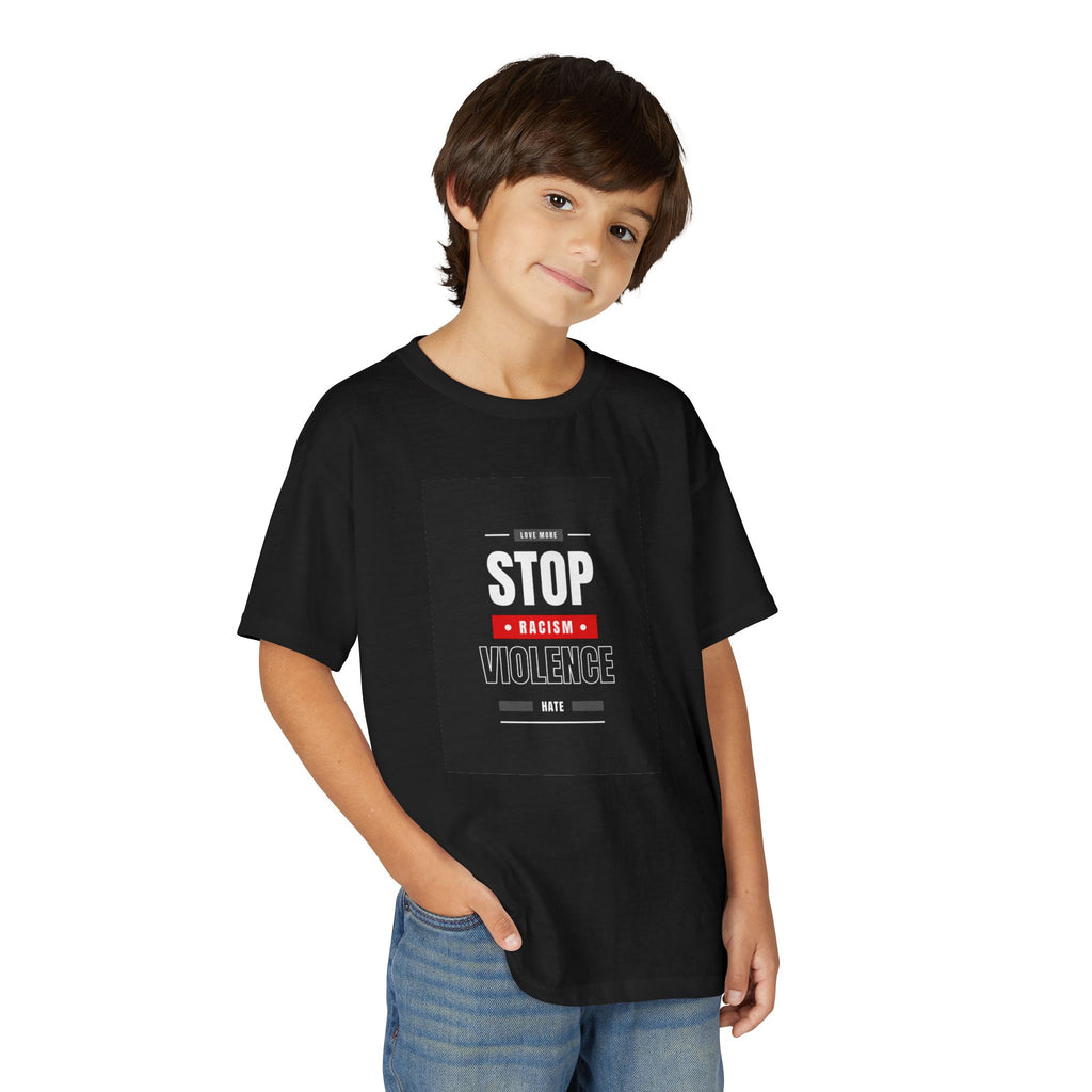 Youth T-Shirt — "Stop Racism Stop Violence" Graphic Tee