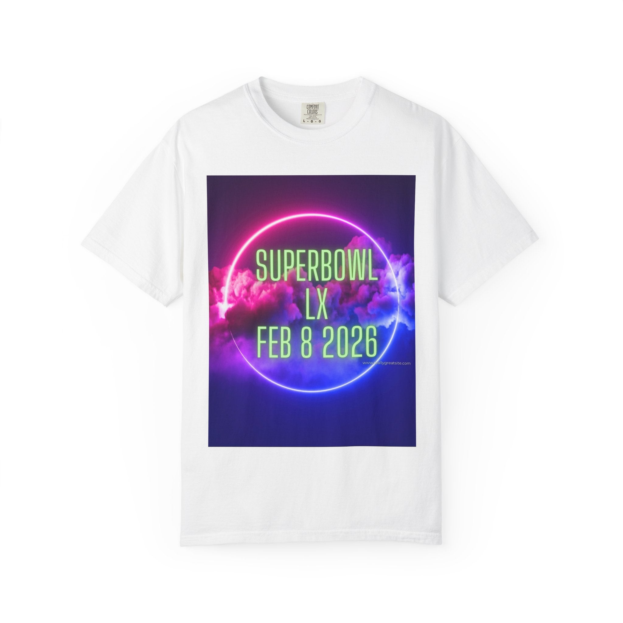 Superbowl LX Feb 8 2026 Neon Tee — Seahawks vs Patriots Game Day T-Shirt