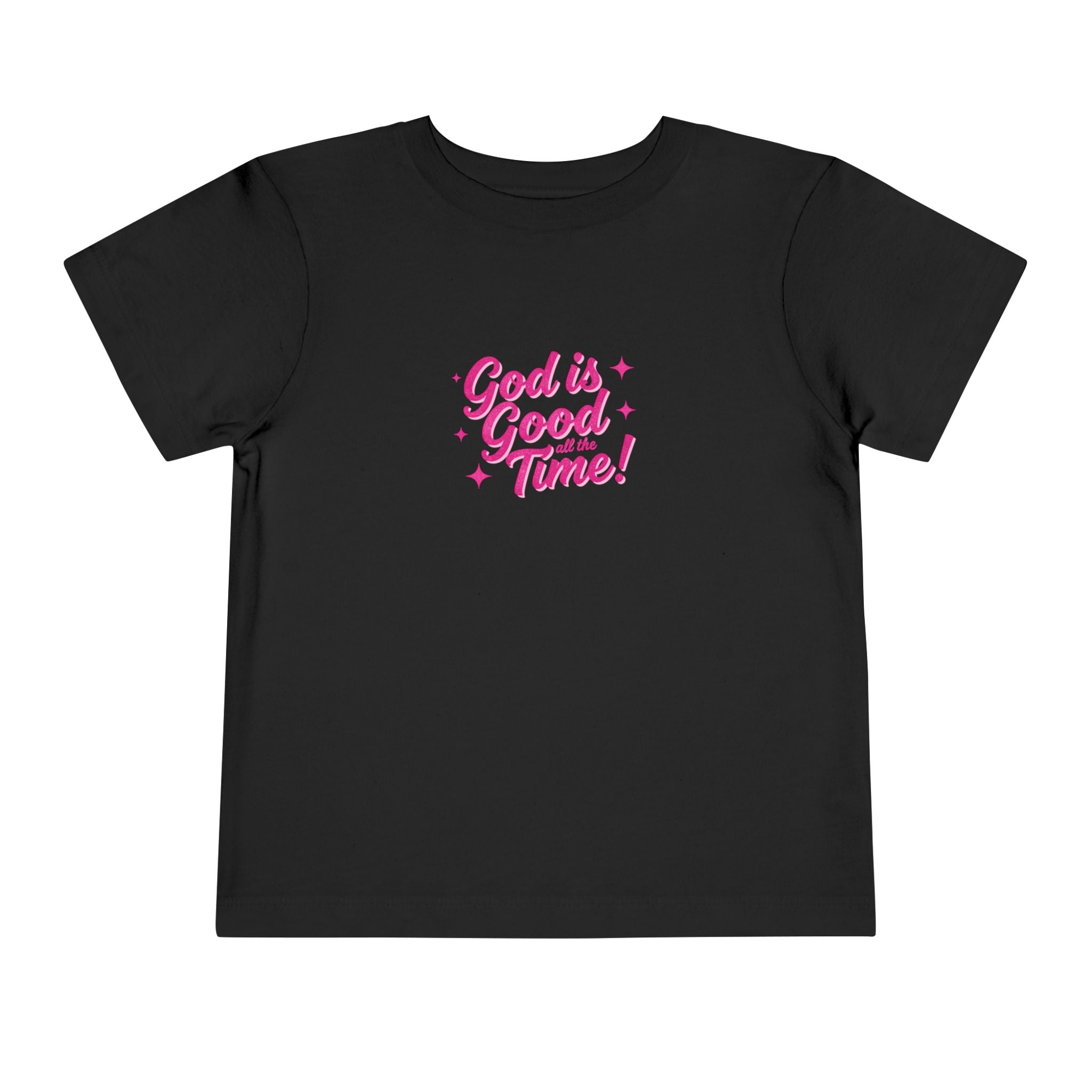 Toddler Tee – "God is Good Time" Pink Script Christian Kids Shirt