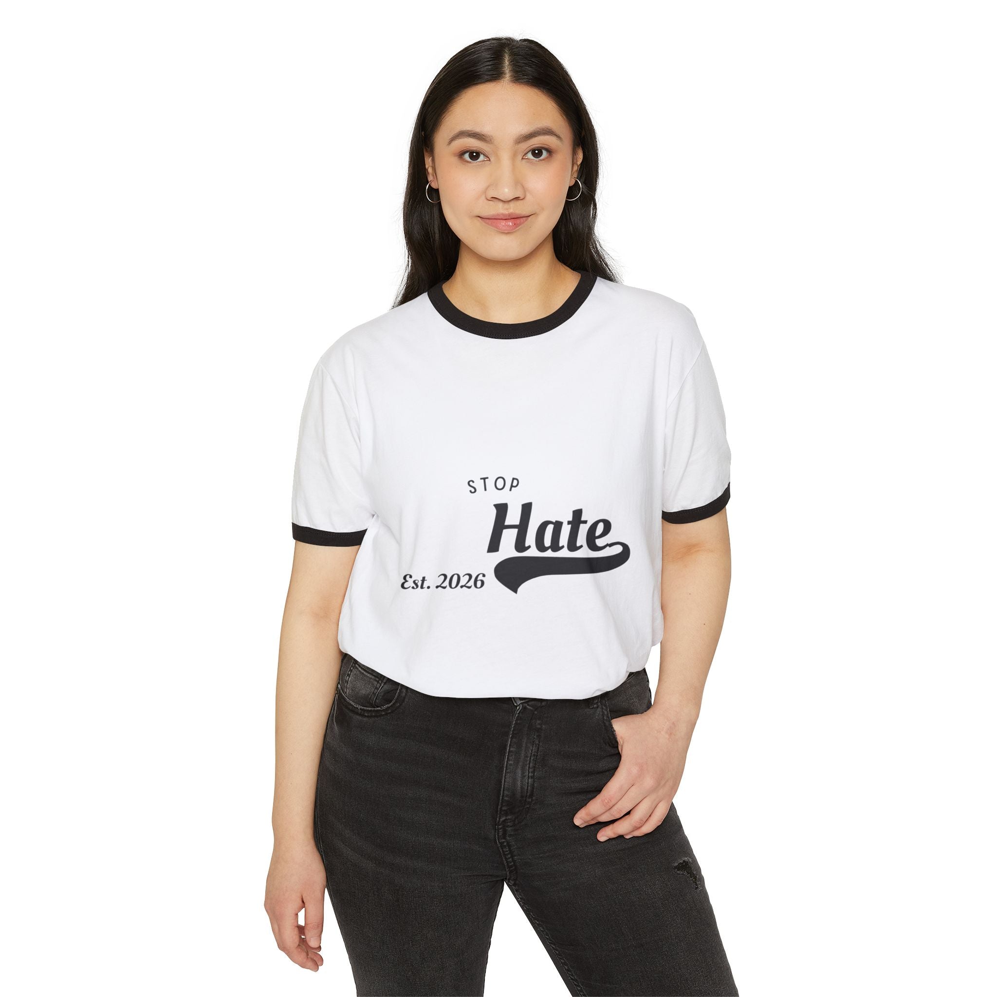 Stop Hate Ringer T-Shirt — Vintage Est. 2026 Anti-Hate Tee