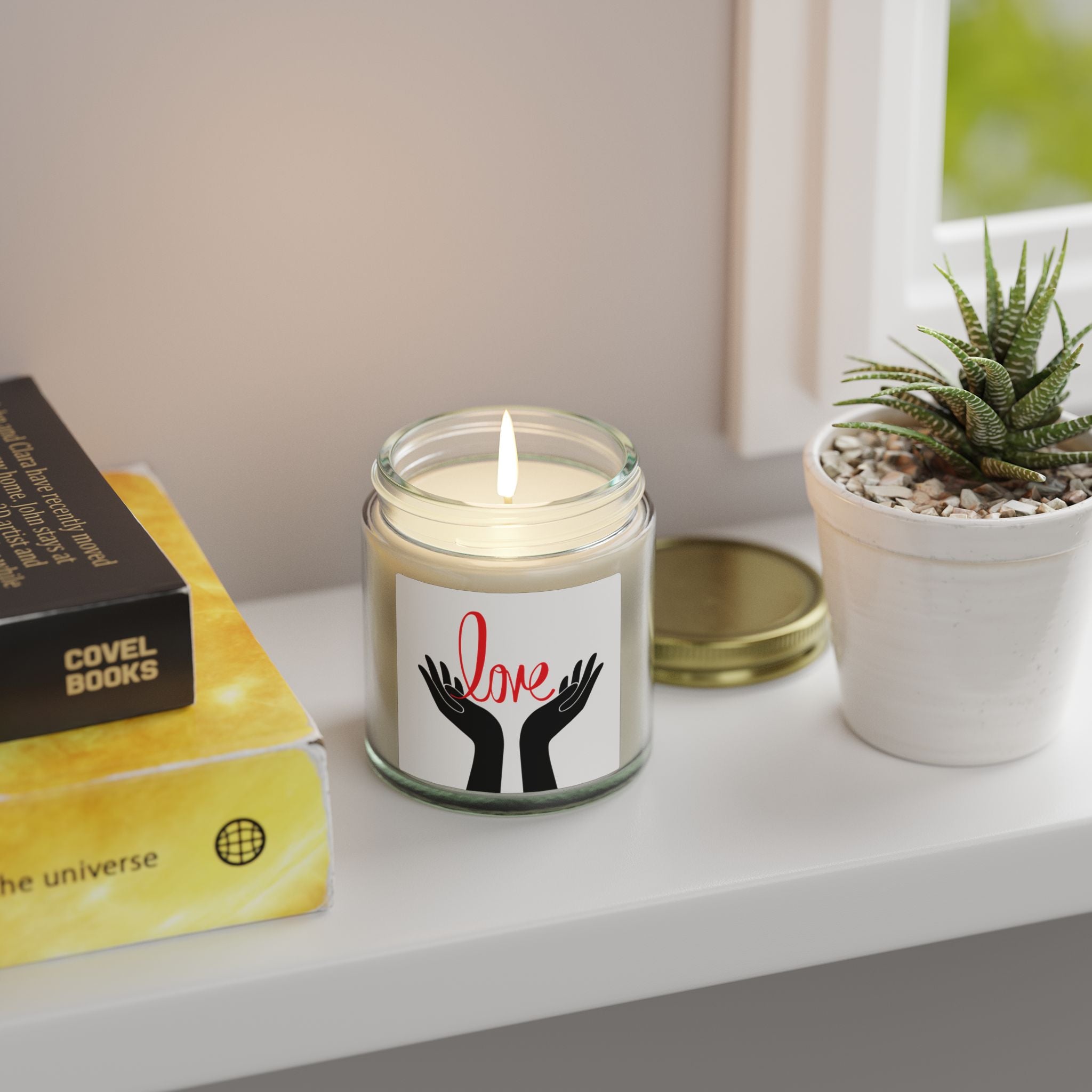 Coconut Apricot Scented Candle — 'Love' Hands Jar (4oz & 9oz)