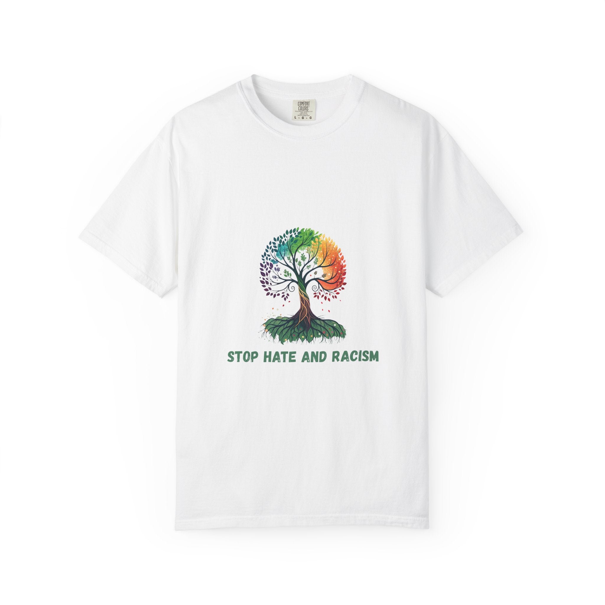 Stop Hate and Racism Tree T-Shirt — Rainbow Unity Tee