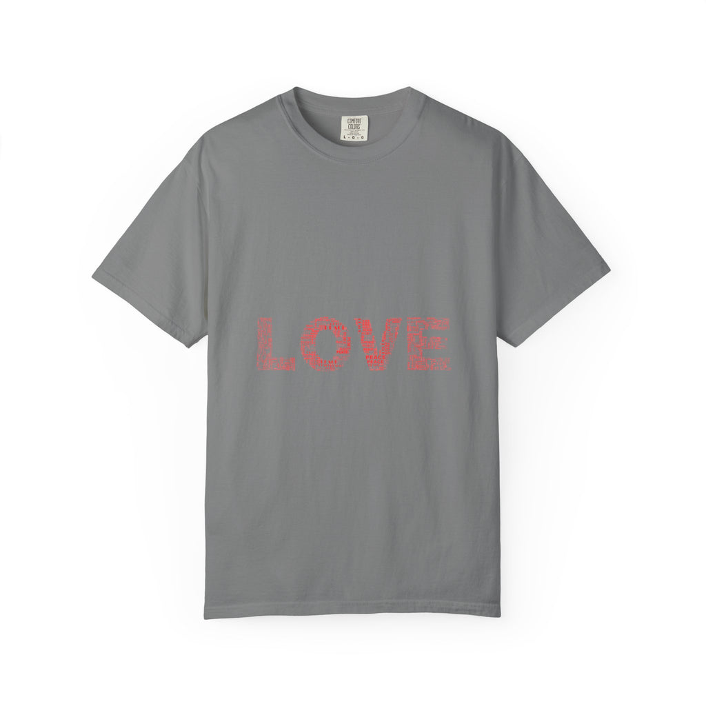LOVE Graphic T-Shirt — Pink Floral Text Tee for Valentine’s Day & Everyday