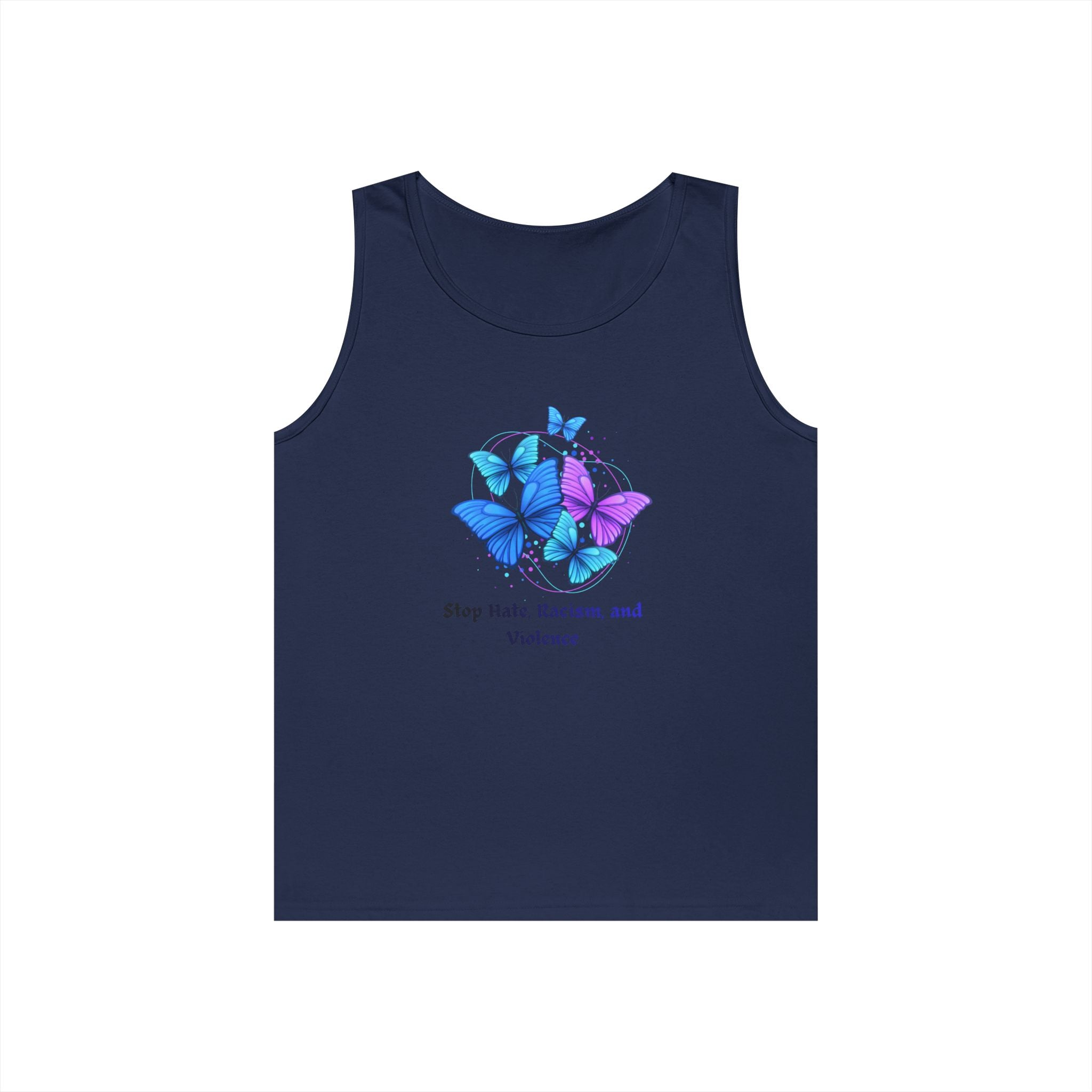 Butterfly Peace Tank Top — "Stop Hate, Racism, and Violence" Graphic Tank