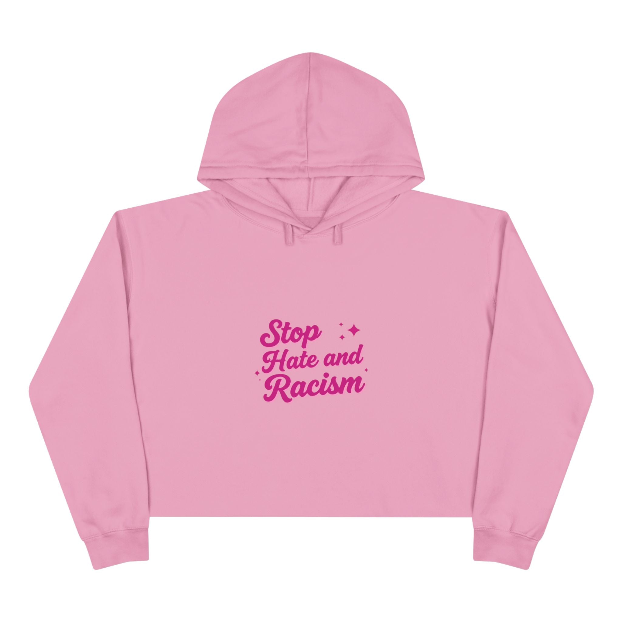 Stop Hate and Racism Crop Hoodie — Women’s Activist Graphic Hoodie