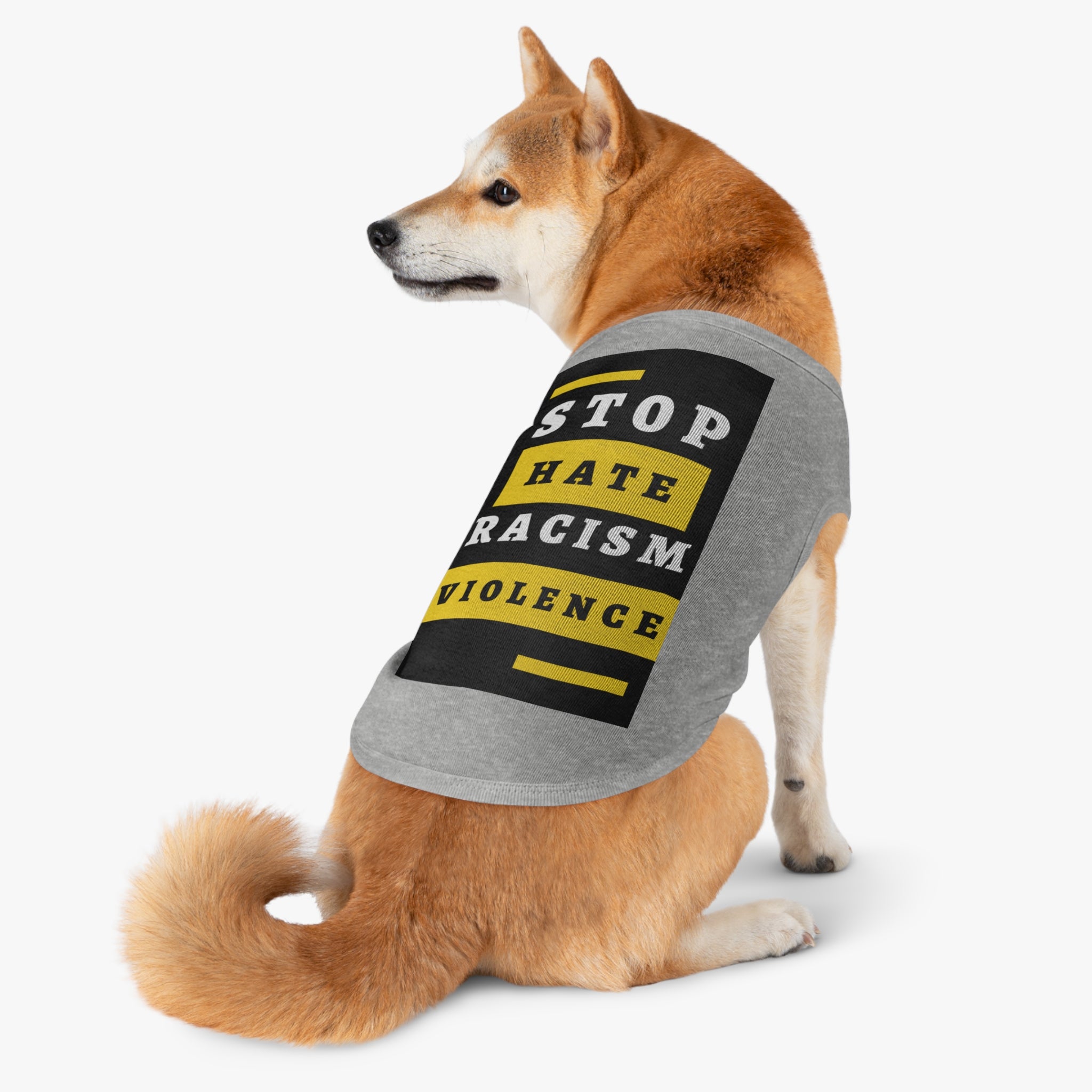 Dog Tank Top - "Stop Hate Racism Violence" Protest Pet Tee