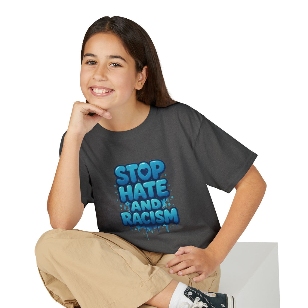 Stop Hate and Racism Youth T-Shirt — Anti-Racism Message Tee