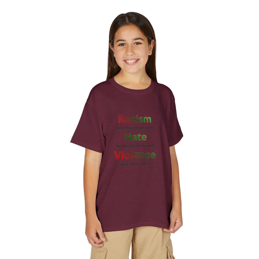 Youth Message T‑Shirt — 'Racism Hate Violence'