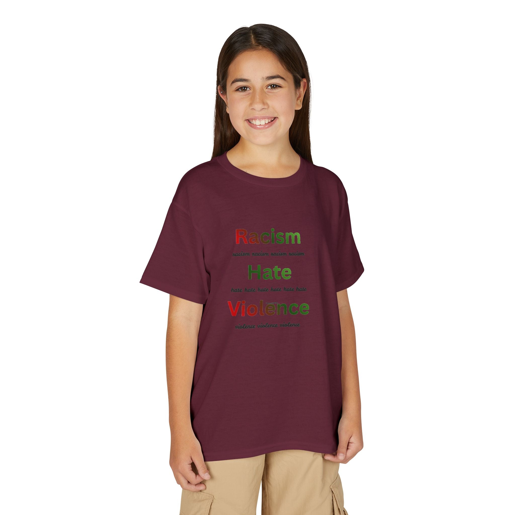 Youth Message T‑Shirt — 'Racism Hate Violence'