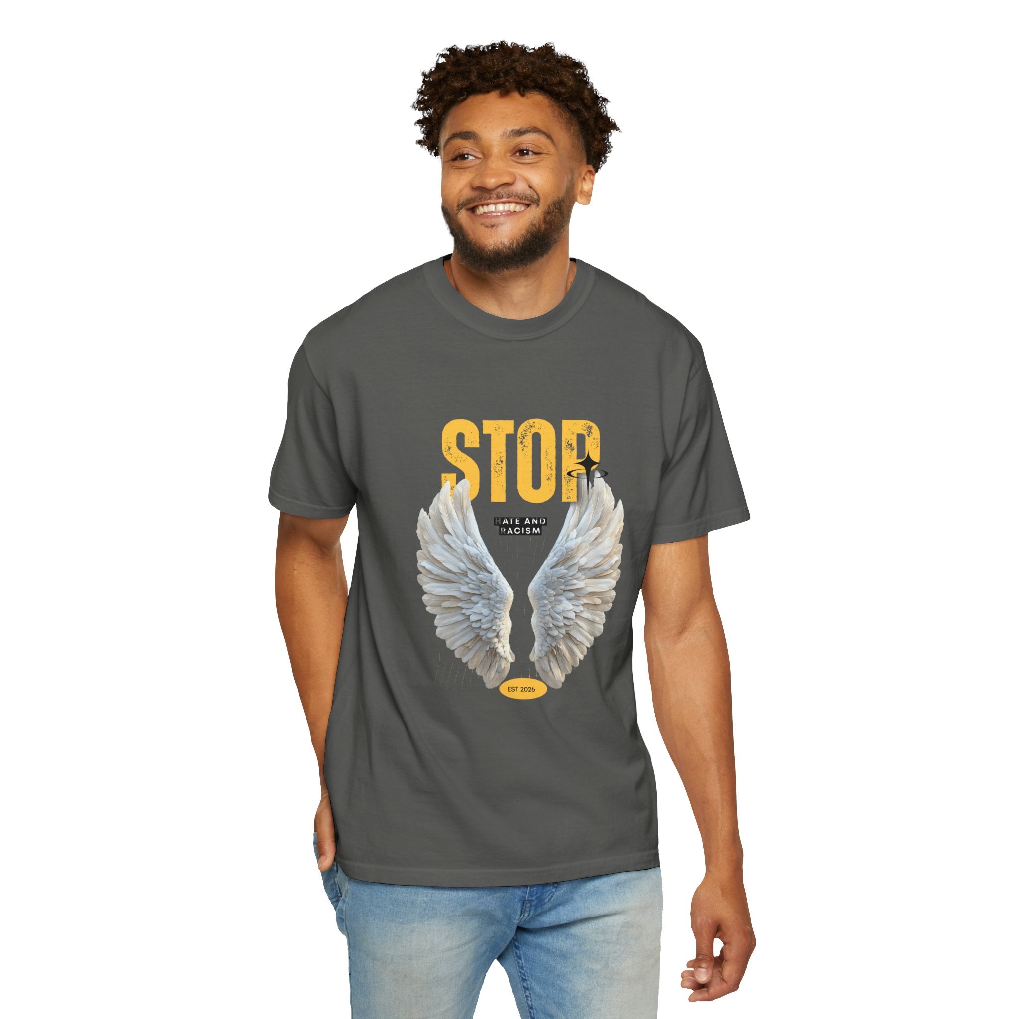 Angel Wings "STOP" Graphic T‑Shirt