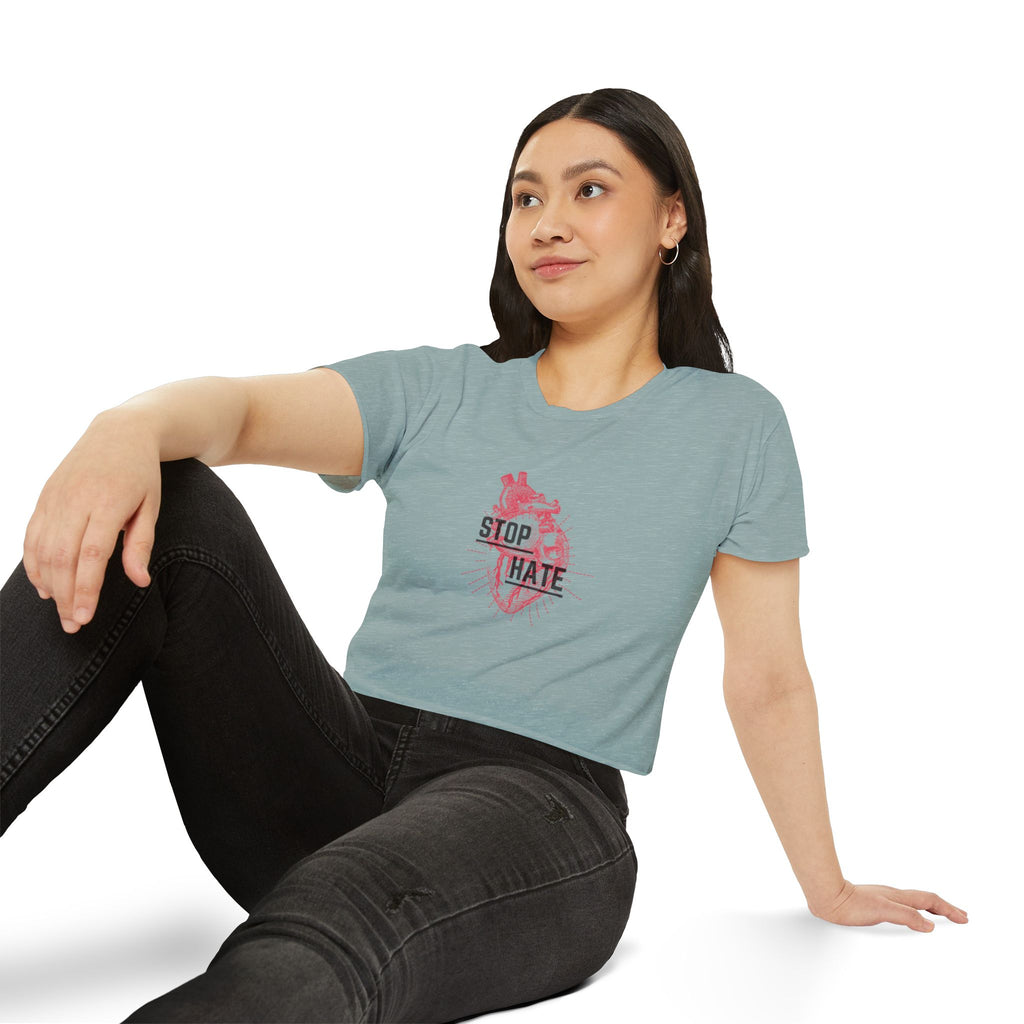 Stop Hate Heart Crop Top — Women's Festival Graphic Tee