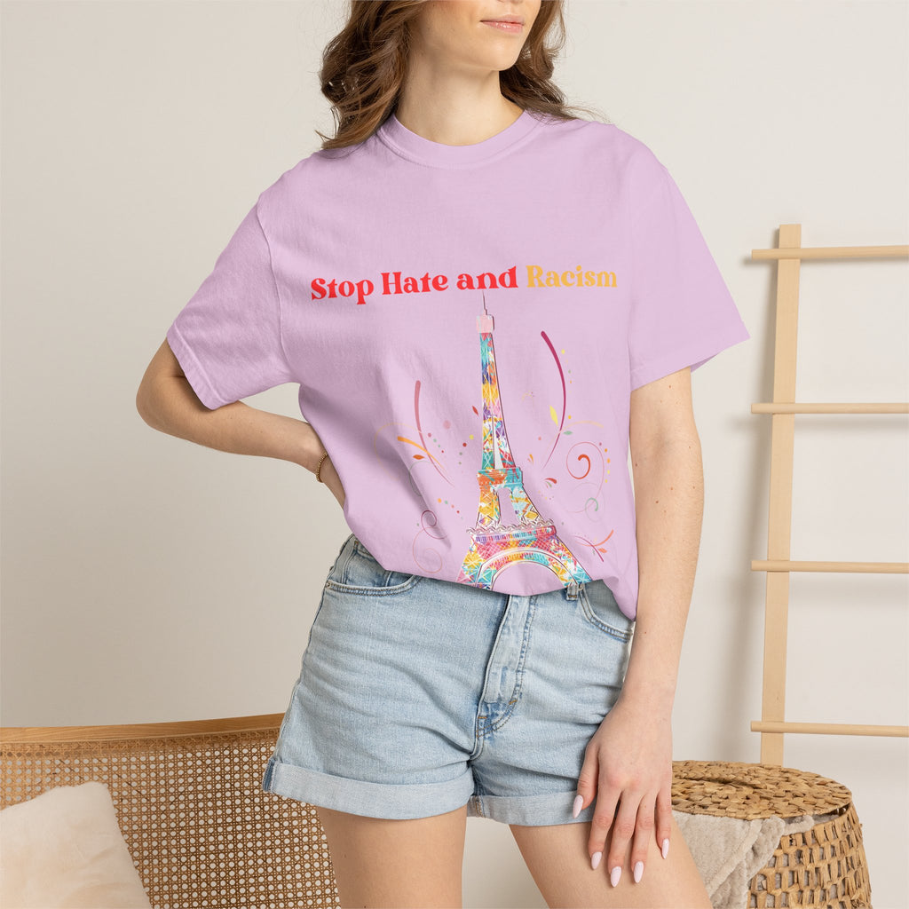 Stop Hate and Racism Eiffel Tower T-Shirt