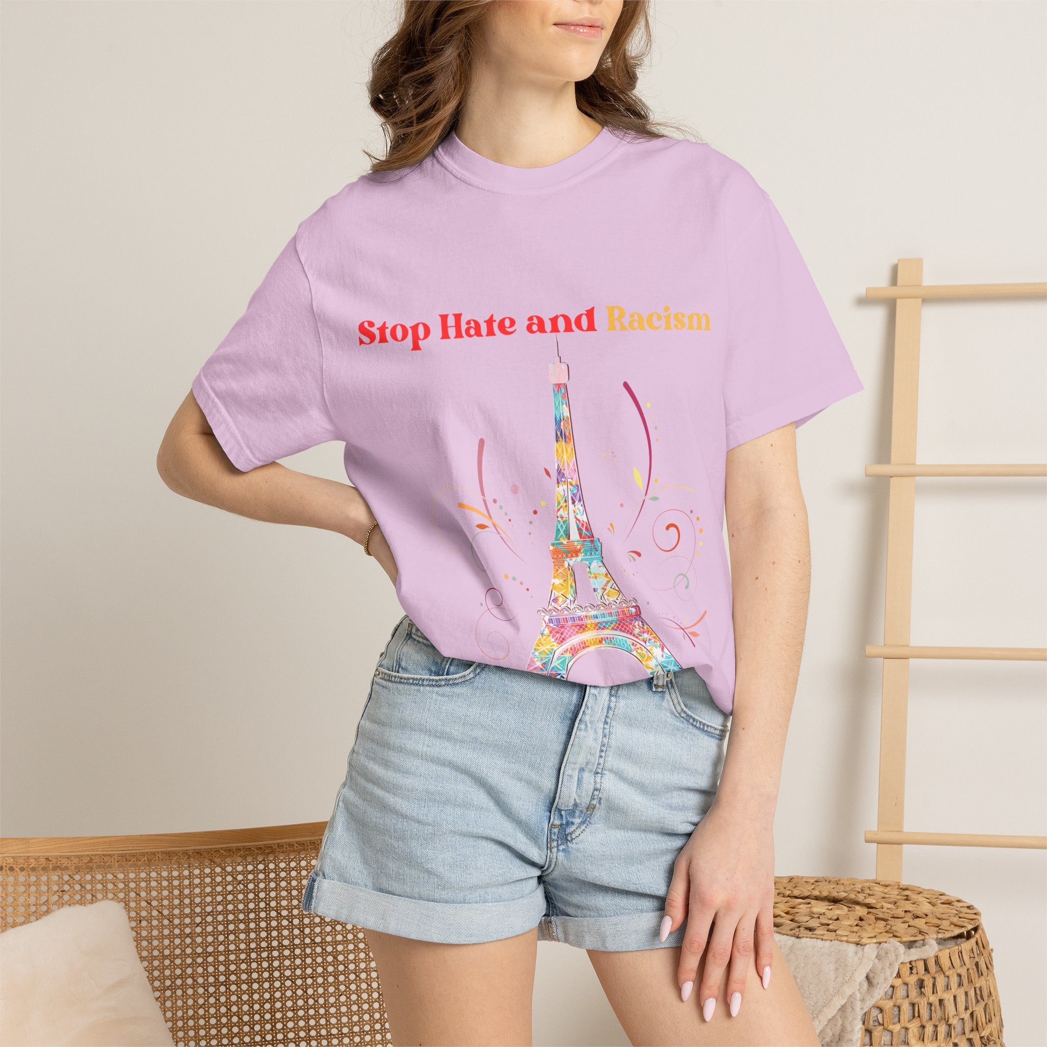 Stop Hate and Racism Eiffel Tower T-Shirt