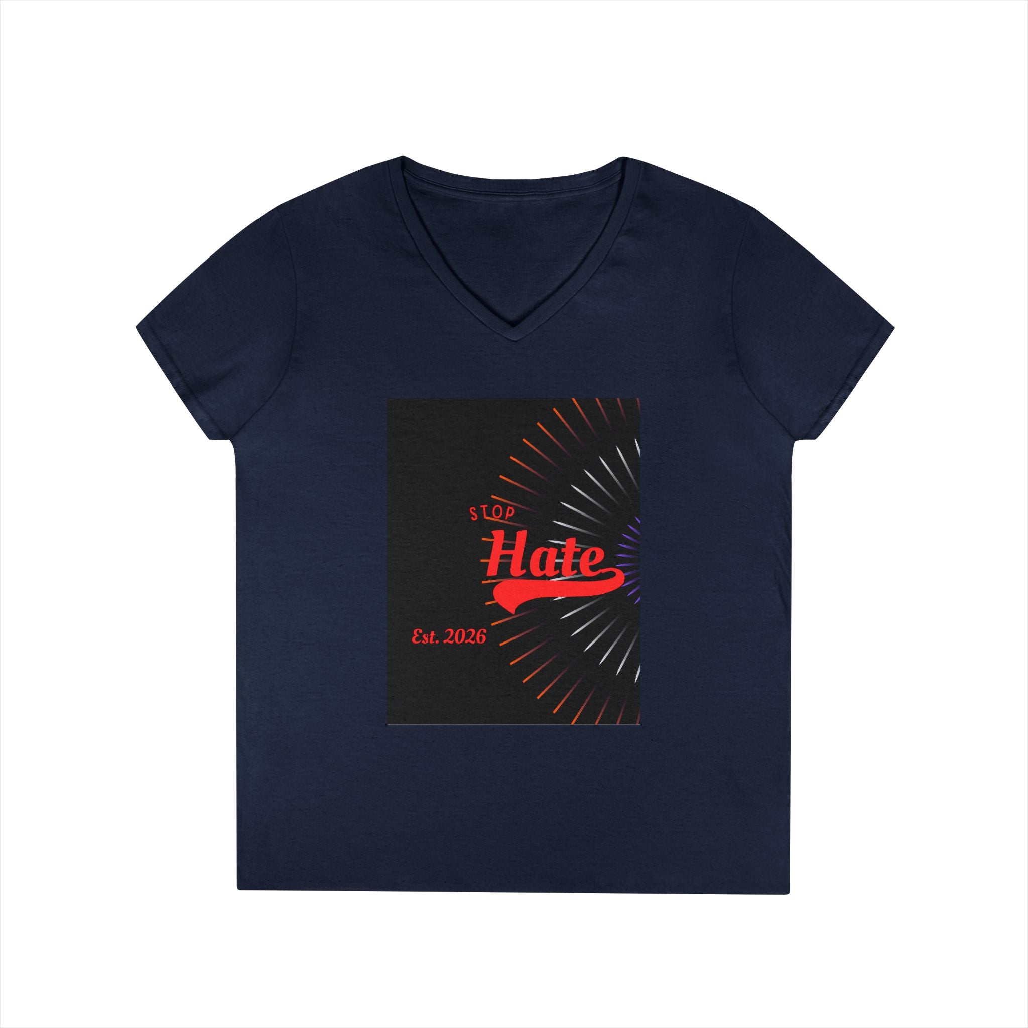 Ladies' V-Neck T-Shirt — Retro "Hate" Graphic Tee (Established 2023)