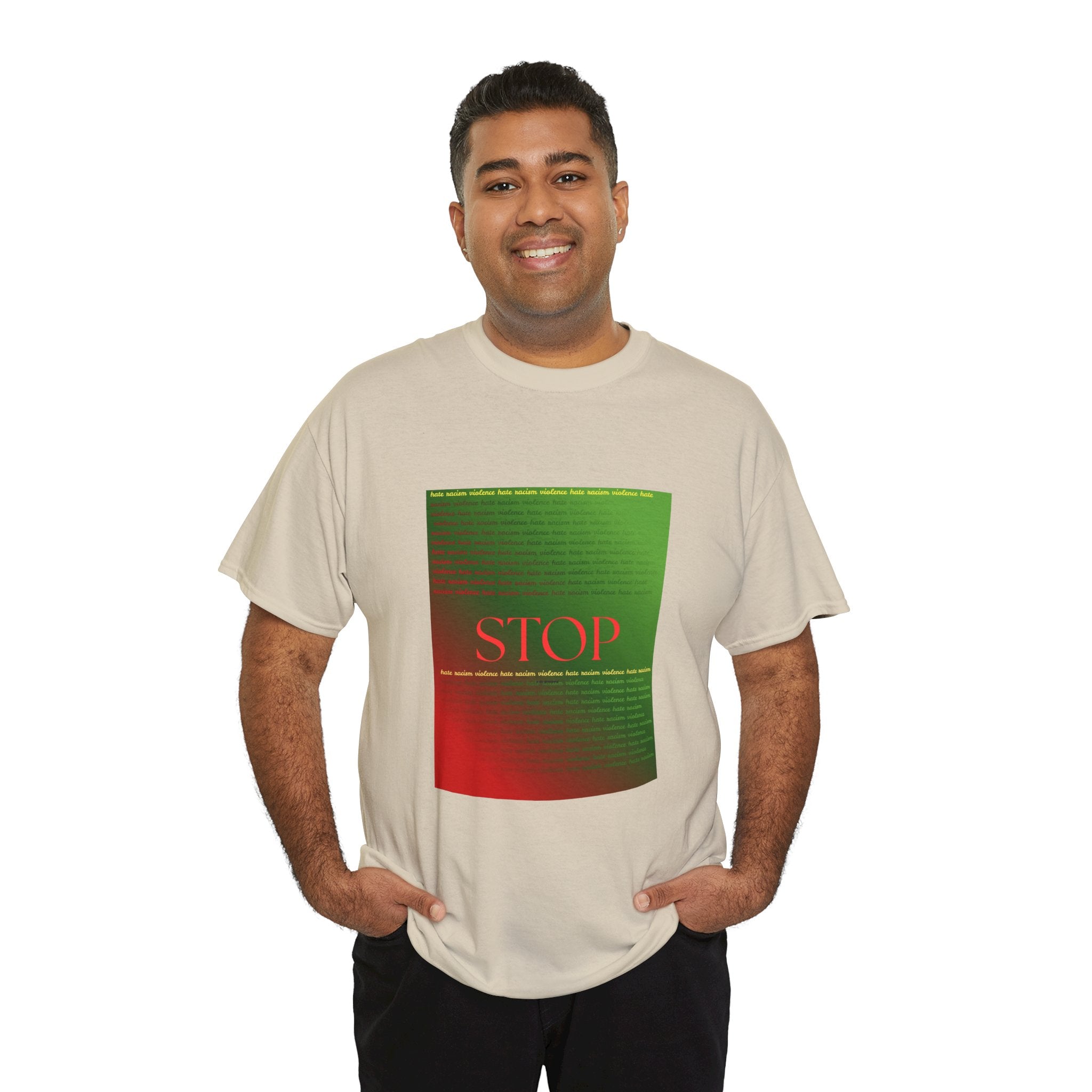 STOP Graphic Tee — Red & Green Gradient Statement T‑Shirt