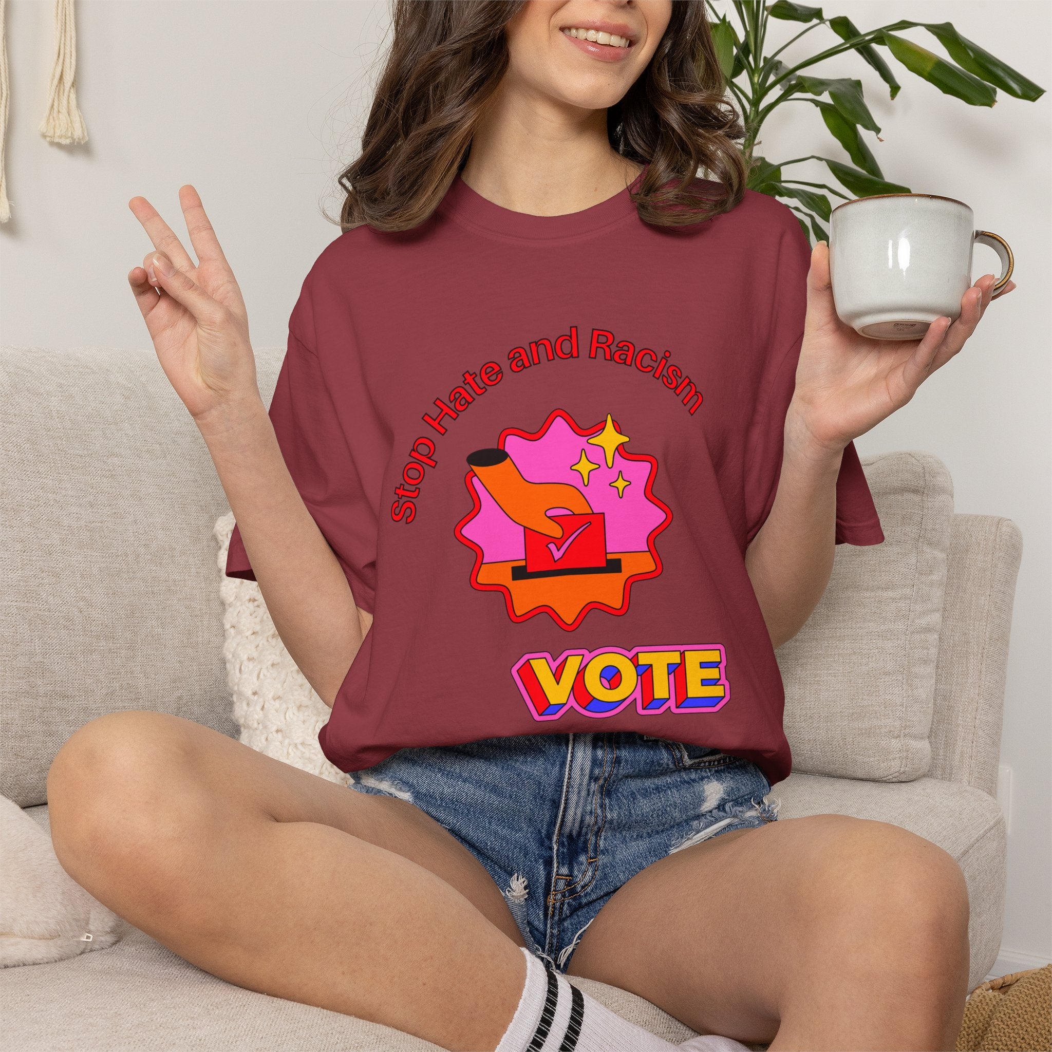 Vote: Stop Hate and Racism Graphic T-Shirt