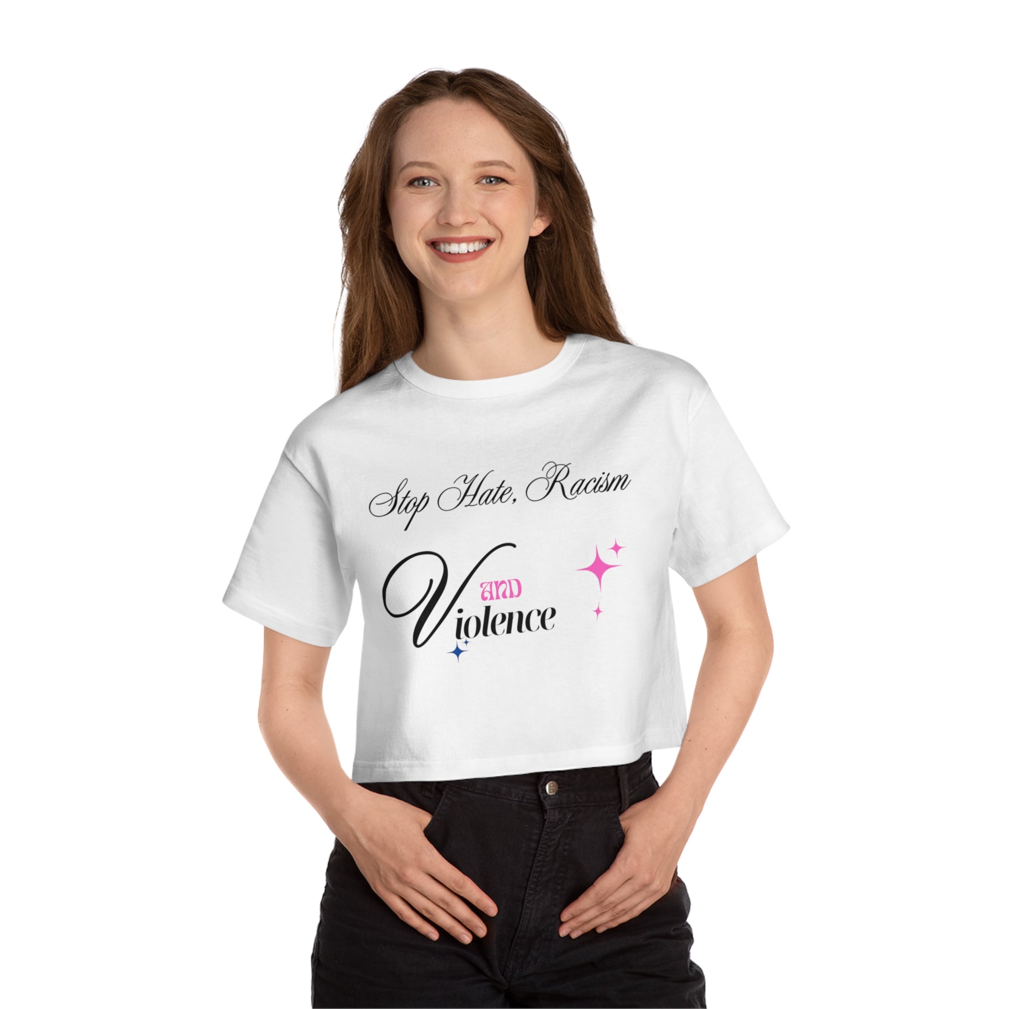 Stop Hate, Racism—End Violence Cropped T-Shirt