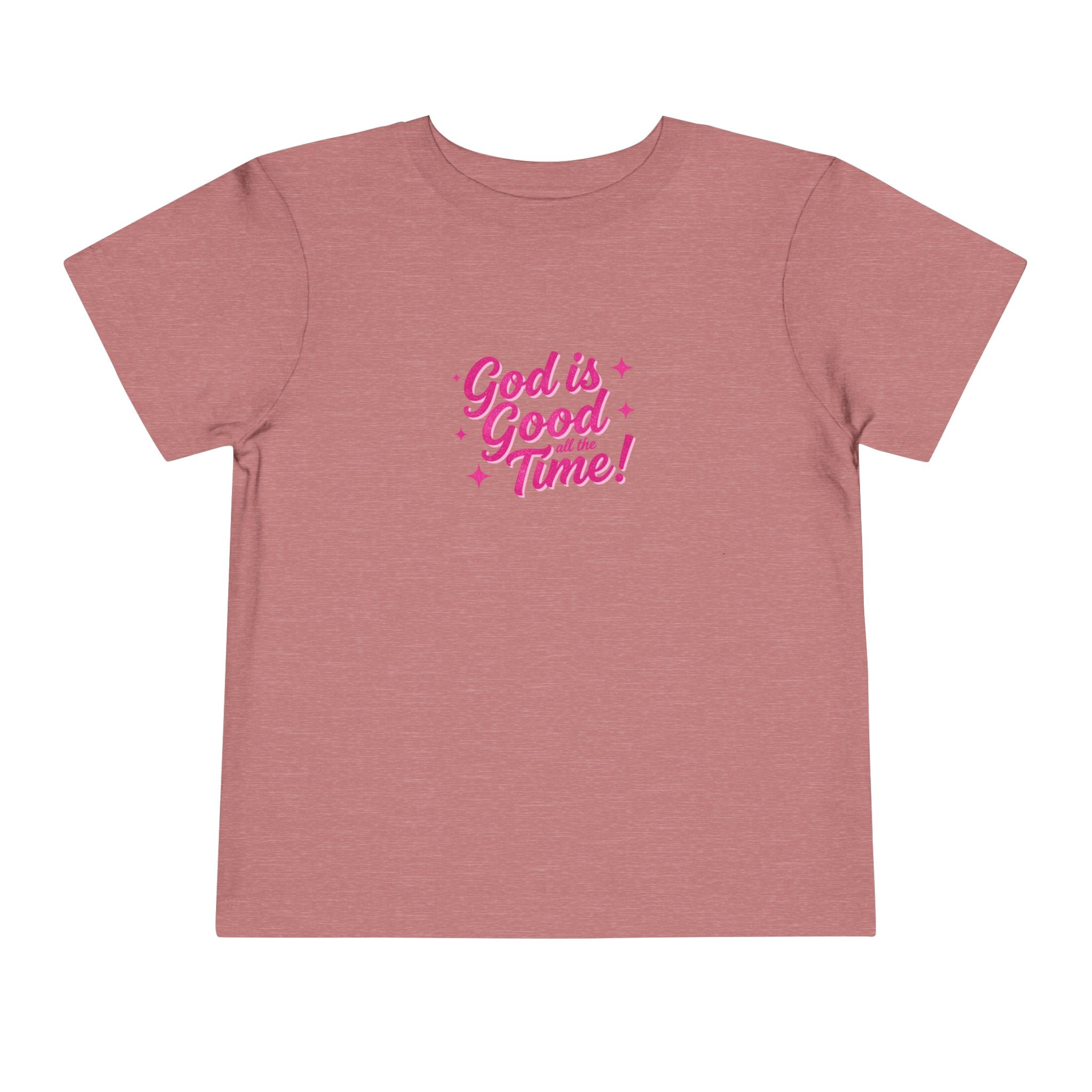 Toddler Tee – "God is Good Time" Pink Script Christian Kids Shirt