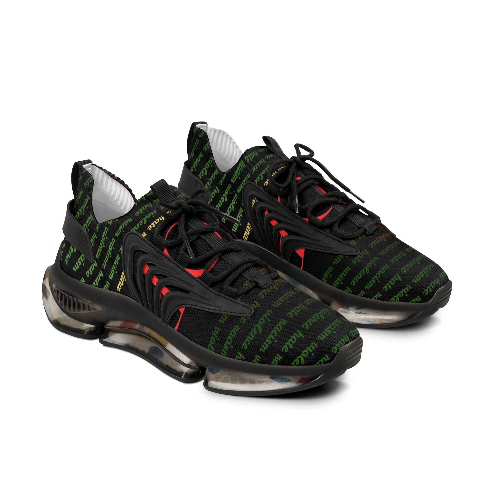 Men's Mesh Sneakers — Lightweight Breathable Athletic Shoes with Script Pattern