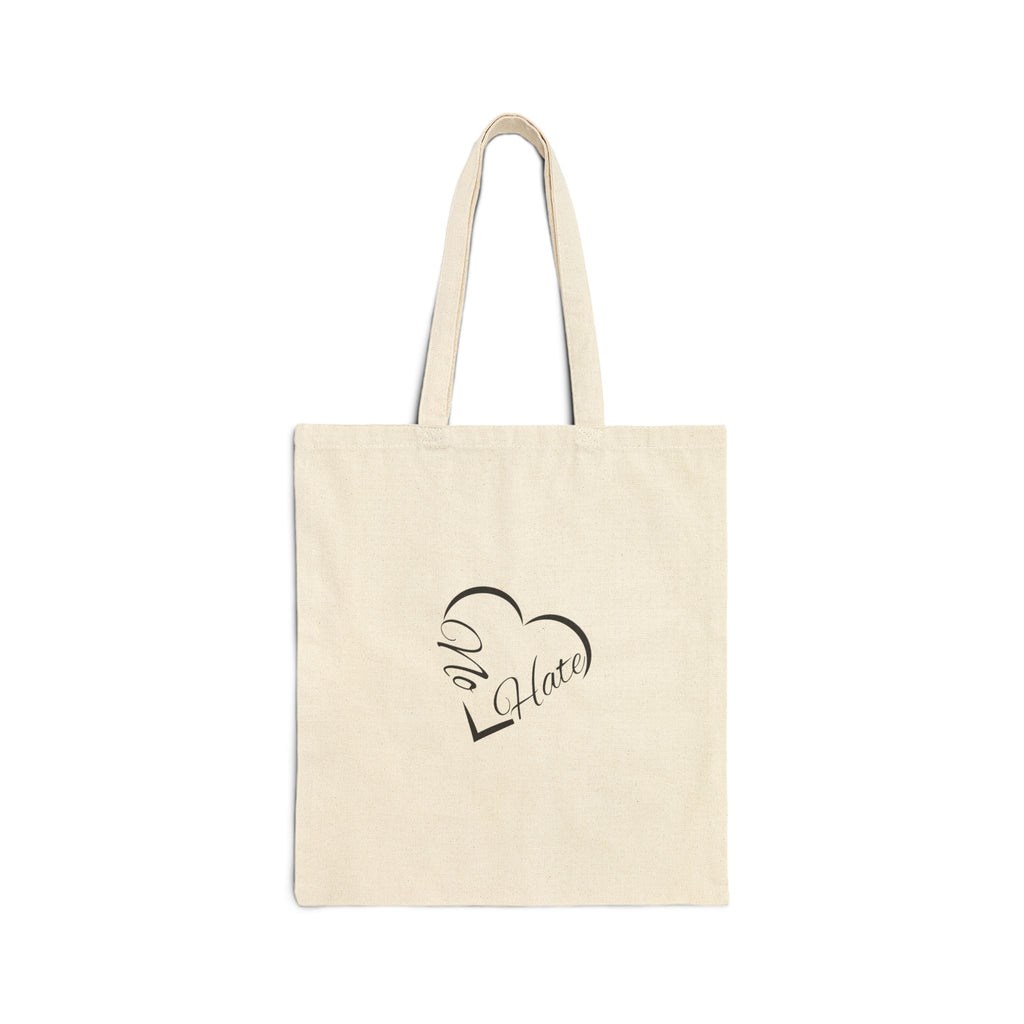 Canvas Tote Bag – "No Hate" Heart Graphic Eco Shopper