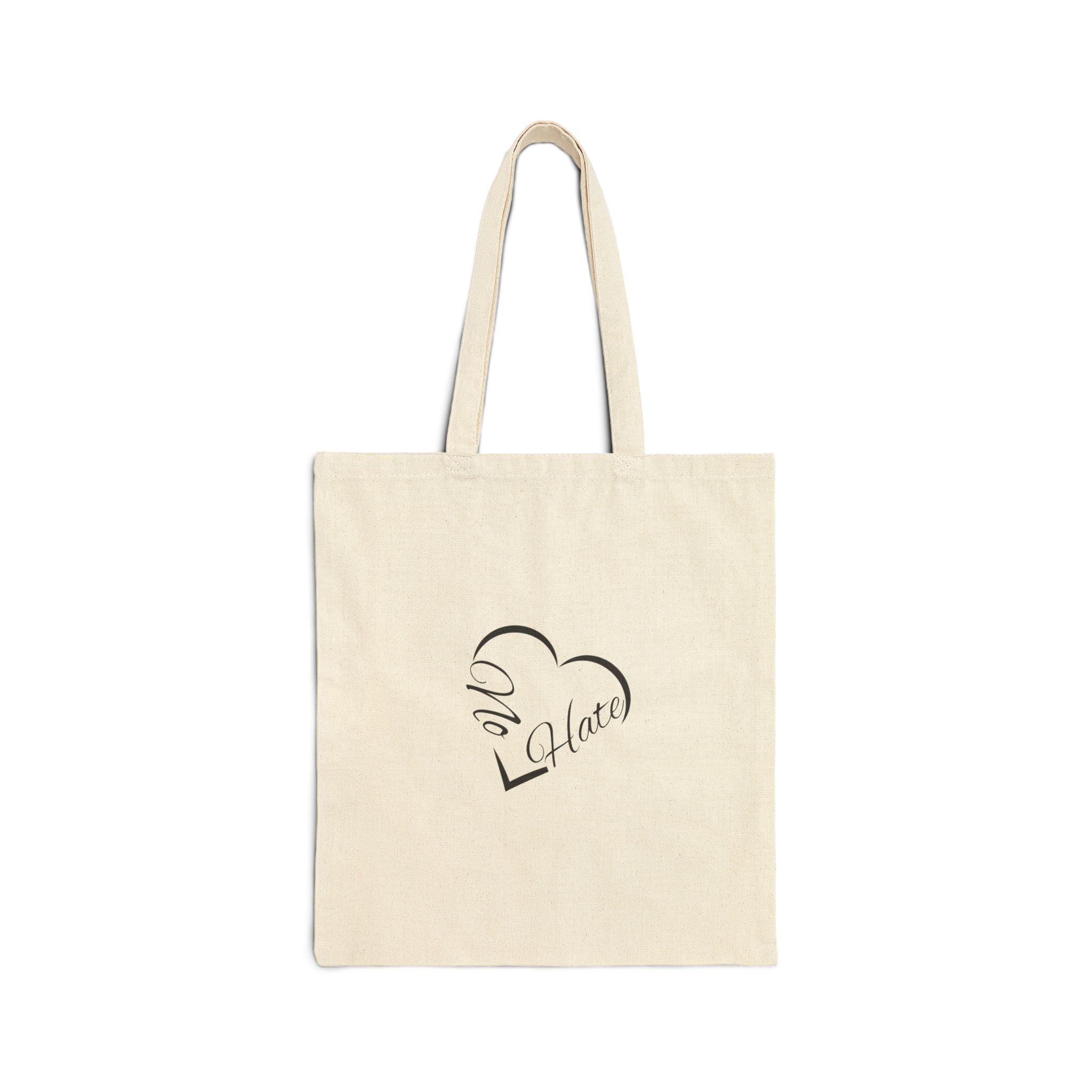 Canvas Tote Bag – "No Hate" Heart Graphic Eco Shopper