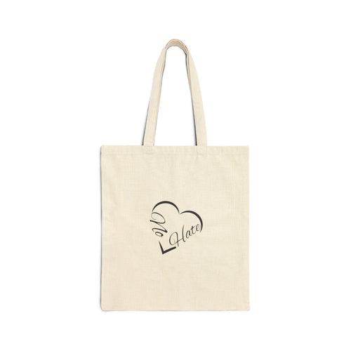 Canvas Tote Bag – "No Hate" Heart Graphic Eco Shopper