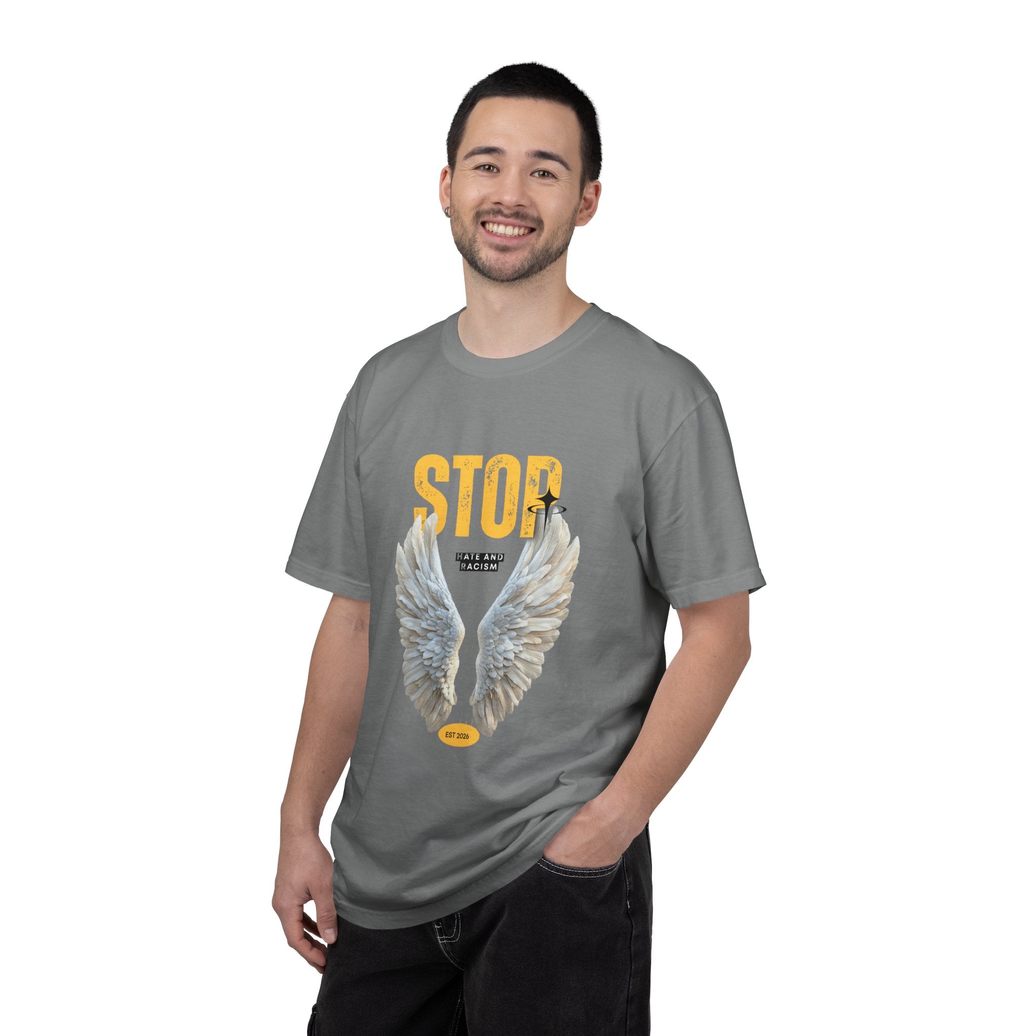Angel Wings "STOP" Graphic T‑Shirt