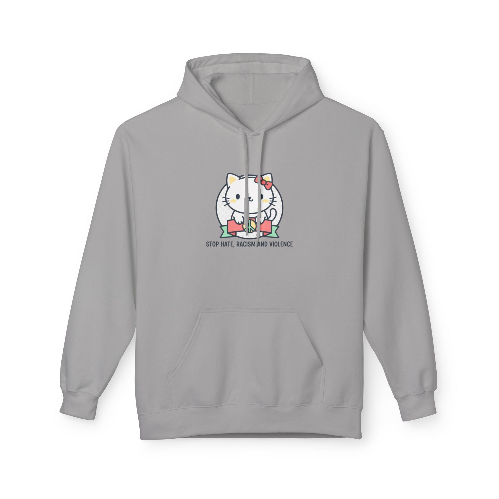 Stop Hate, Racism and Violence Cat Hoodie — Cute Anti-Racism Graphic Hoodie