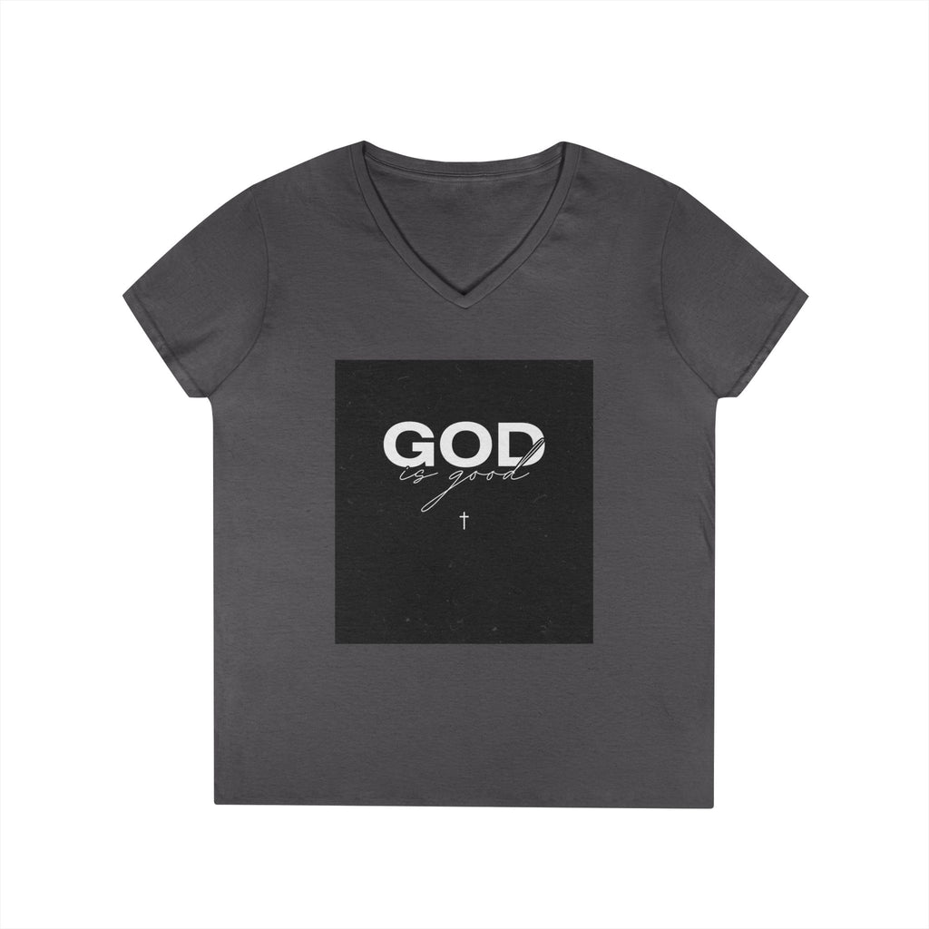 Faith Graphic V-Neck Tee — "GOD" Script Design