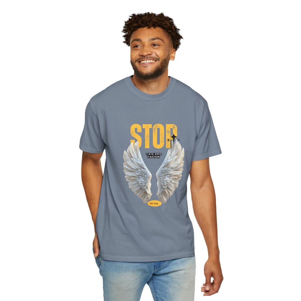 Angel Wings "STOP" Graphic T‑Shirt