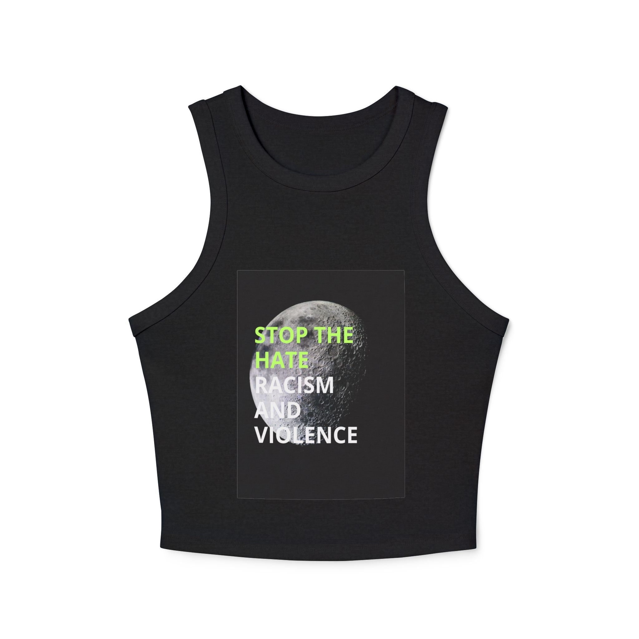 Stop the Hate Racer Tank Top — Anti-Racism Graphic Crop Tank