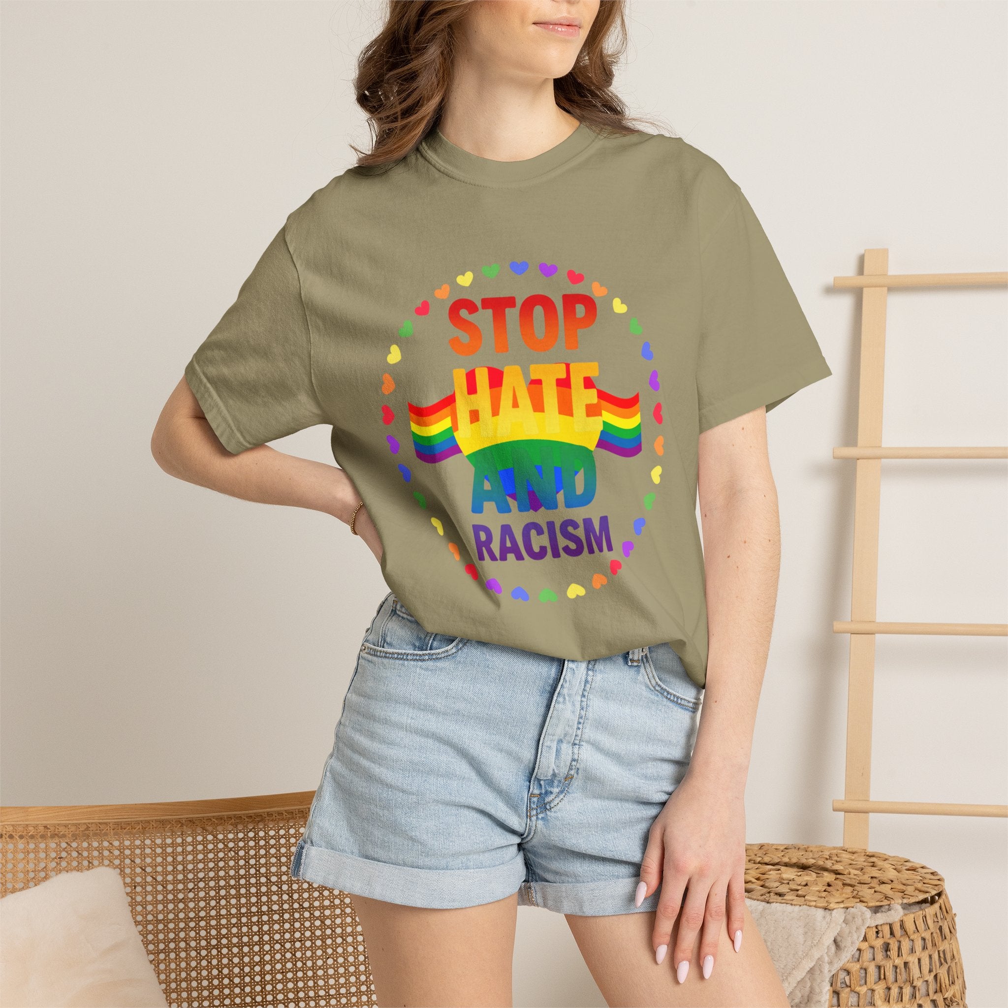 Stop Hate and Racism Rainbow T-Shirt