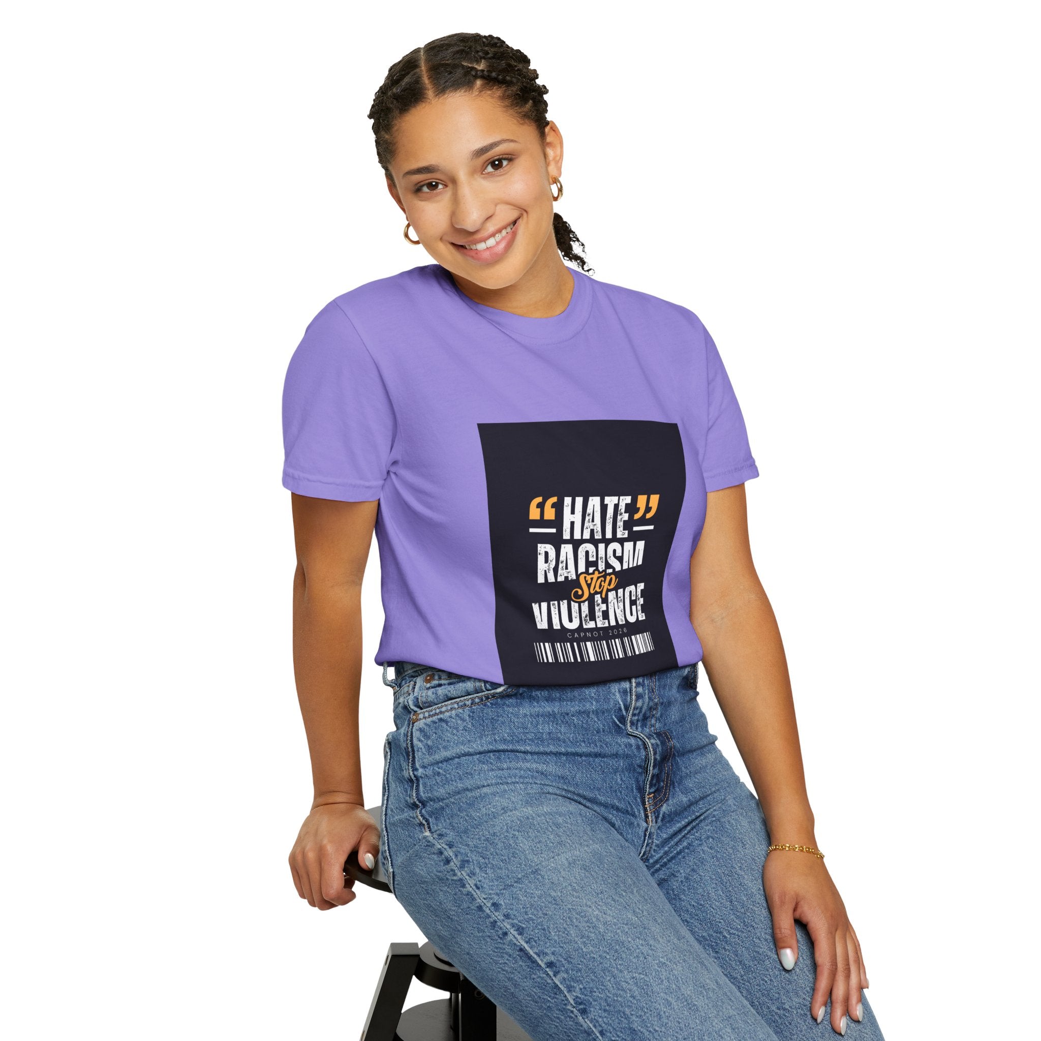 Anti-Racism T-Shirt — "Hate Racism Stop Violence" Graphic Tee