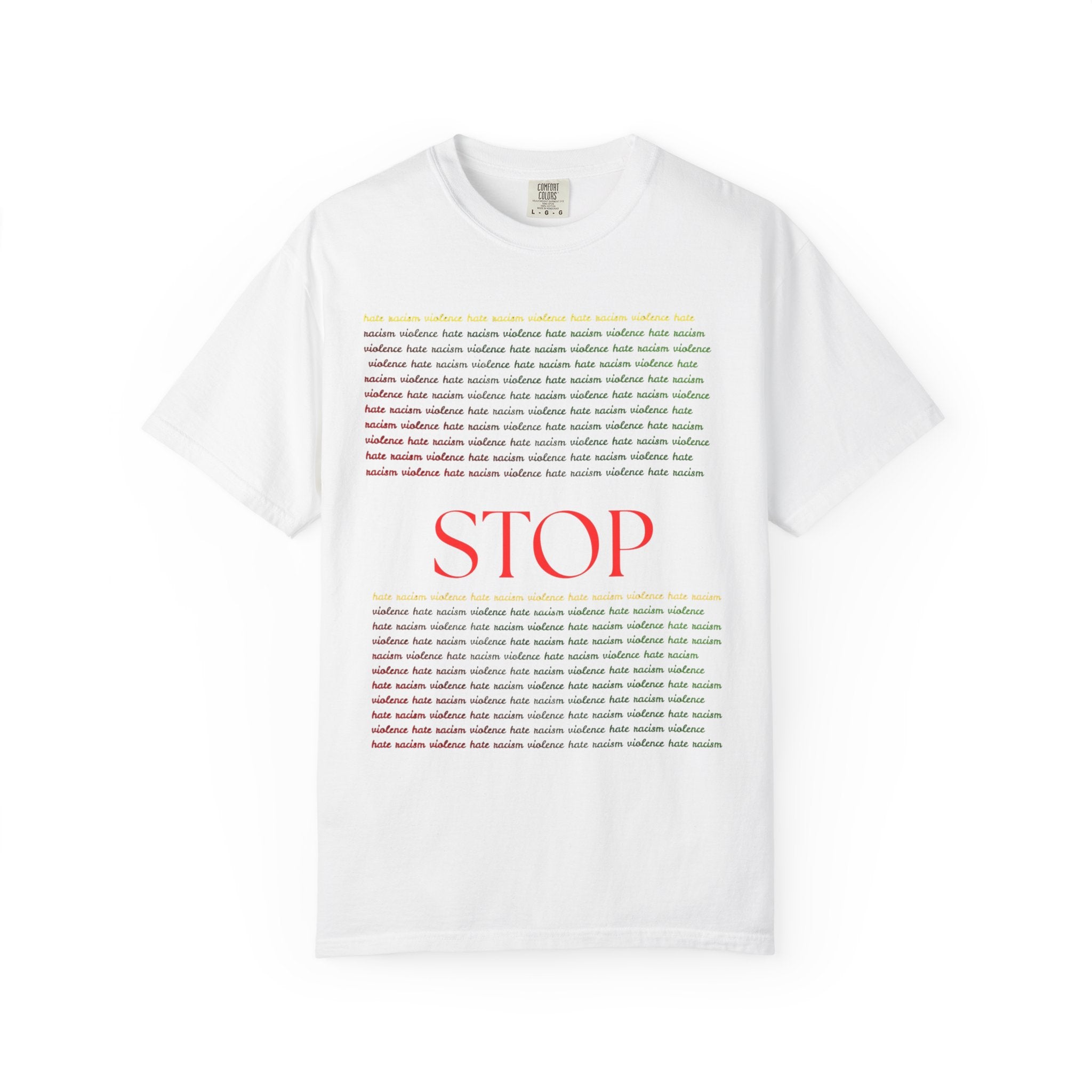 Stop Screen Tee — Black Graphic T-Shirt with Bold RED “STOP” Message