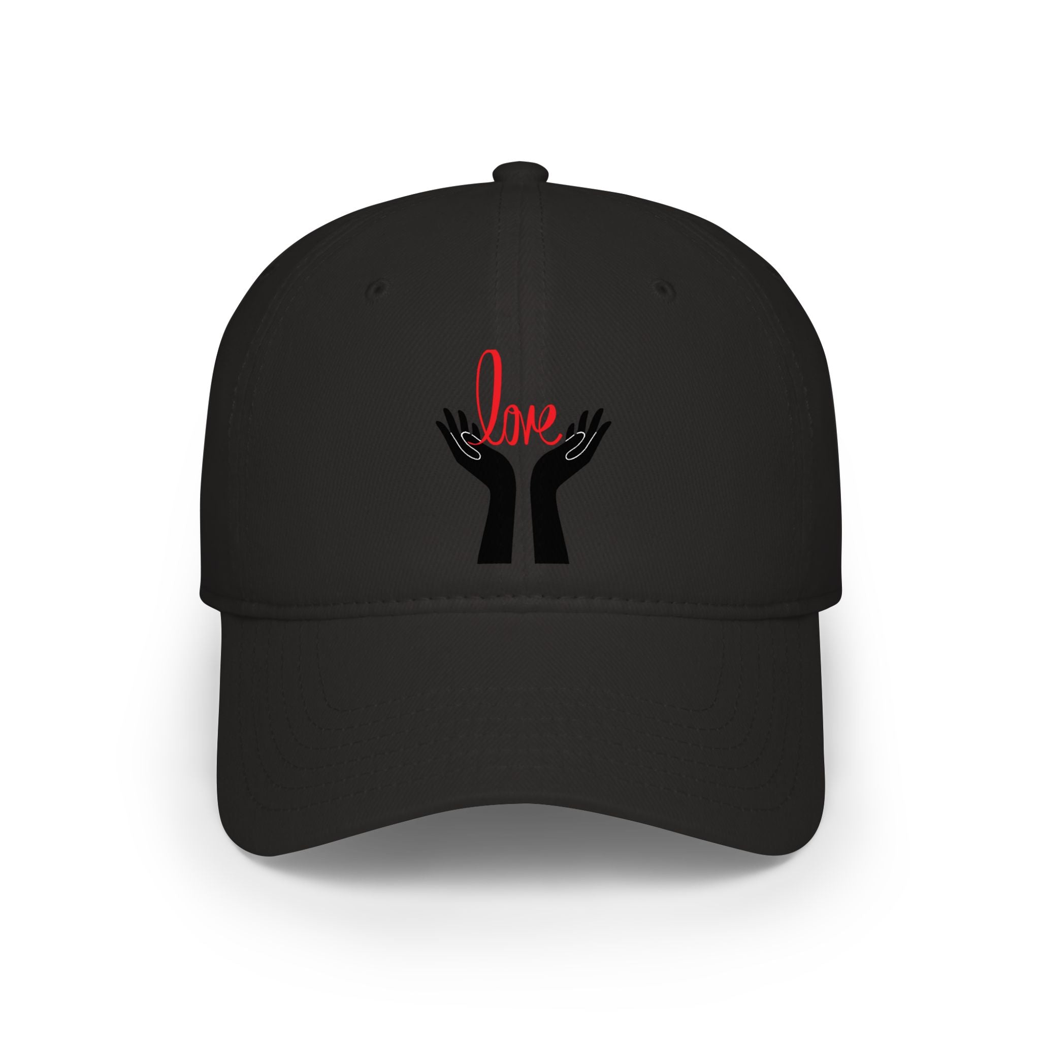 Prayer Hands Baseball Cap — Minimal Black Hands Embroidered Low Profile Hat