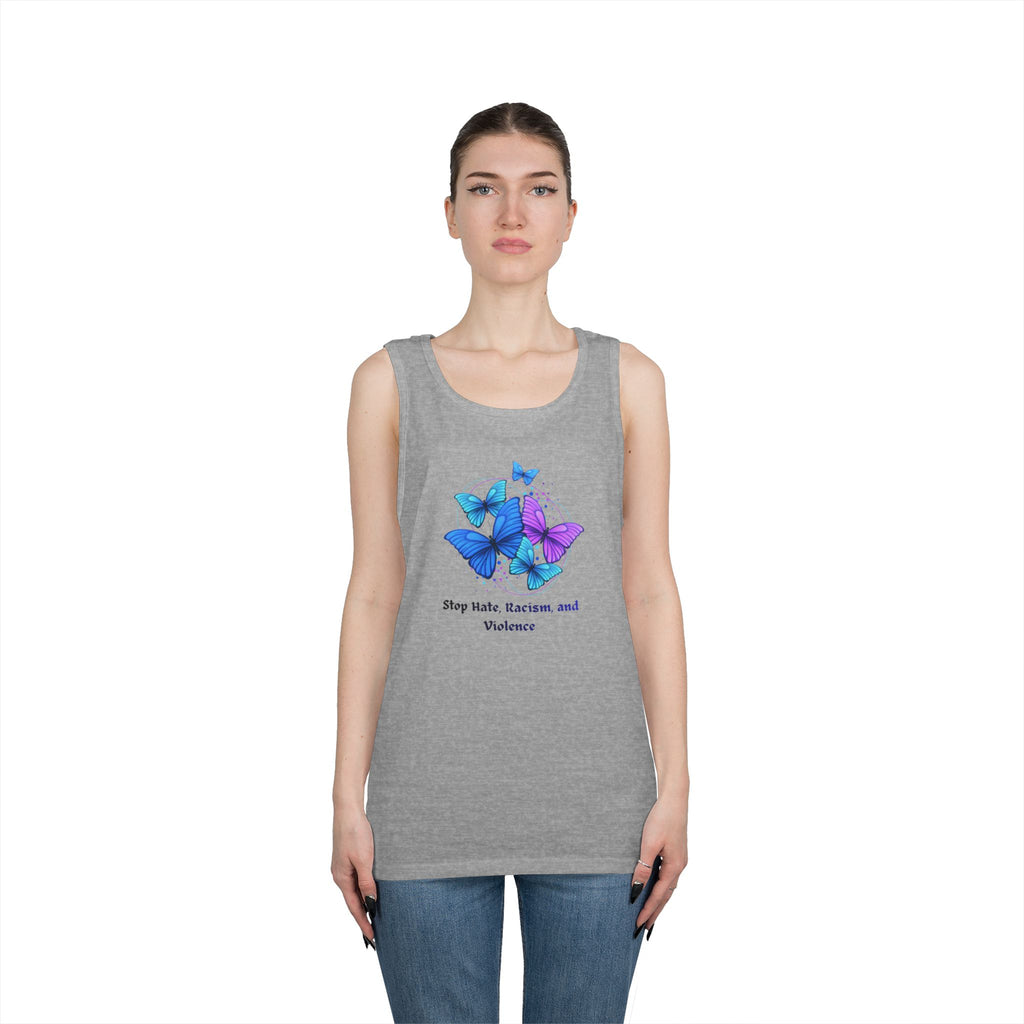 Butterfly Peace Tank Top — "Stop Hate, Racism, and Violence" Graphic Tank