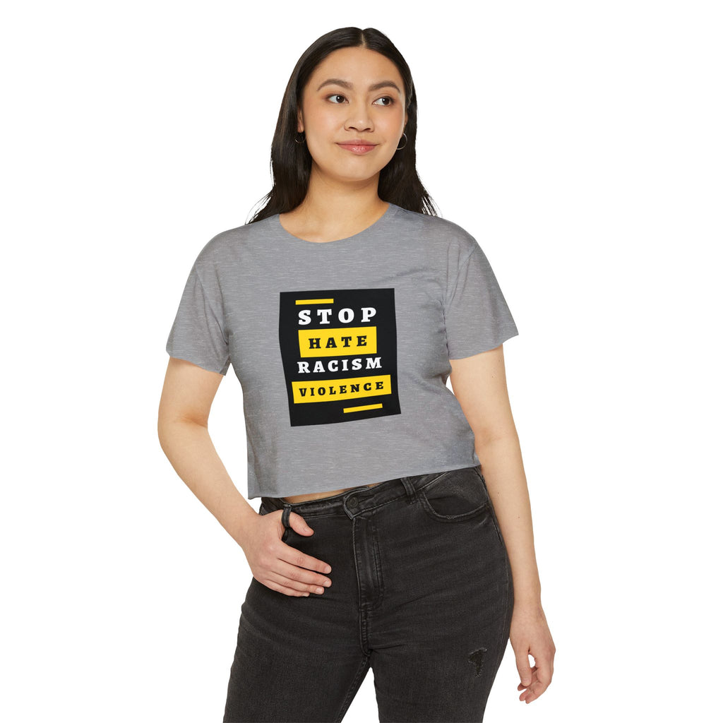 Stop Hate Racism Violence Crop Top — Women's Protest Festival Tee
