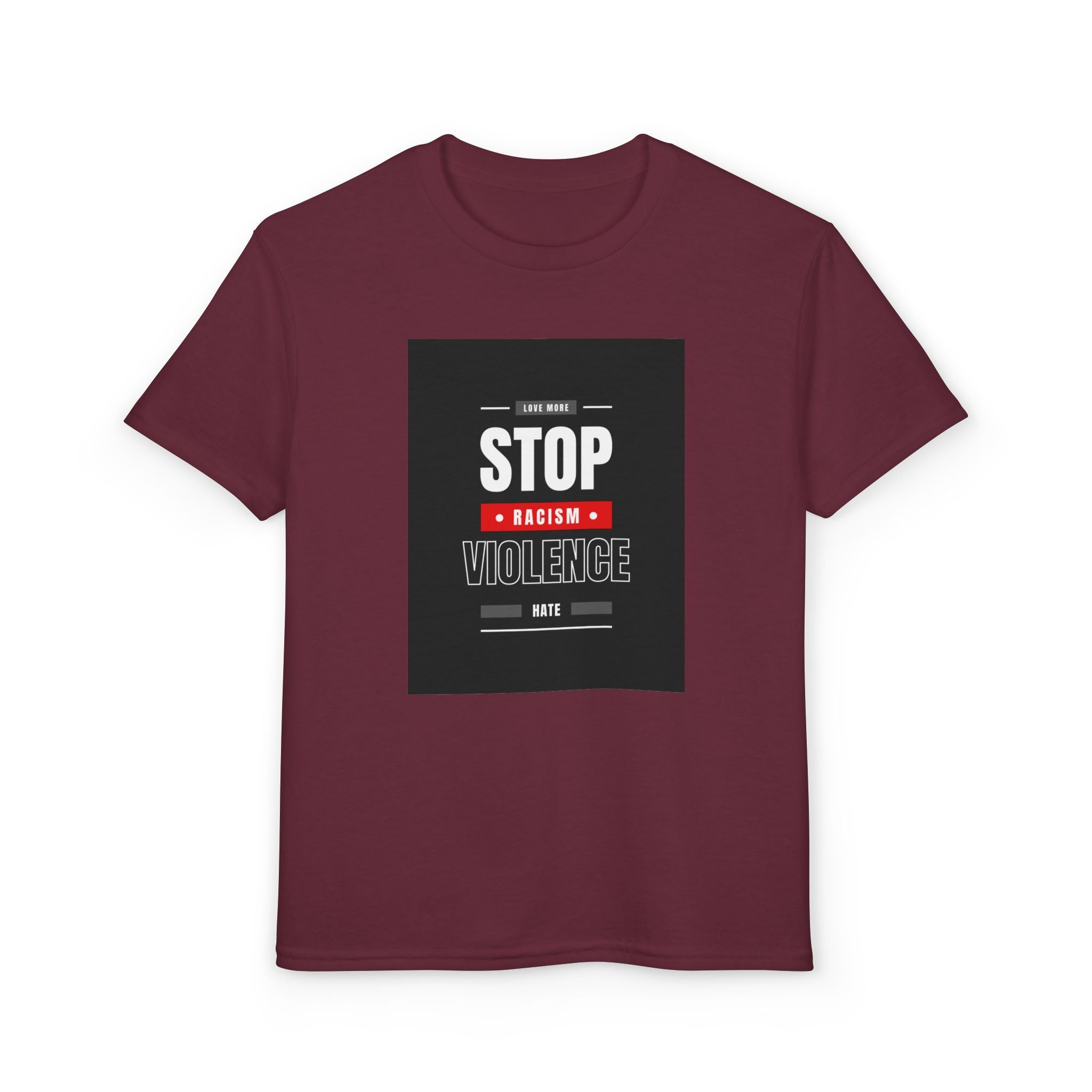 Youth T-Shirt — "Stop Racism Stop Violence" Graphic Tee