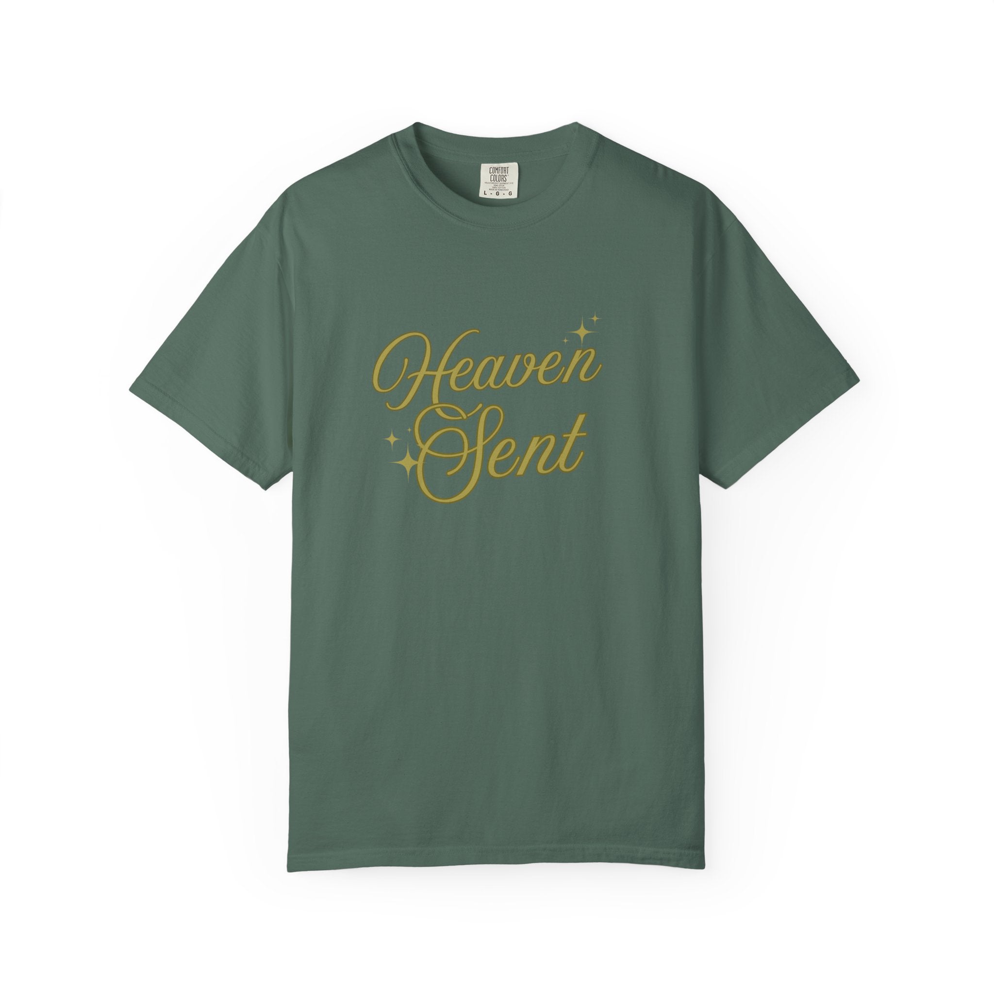 Heaven Sent Graphic Tee – Script Text Logo Cotton T-Shirt