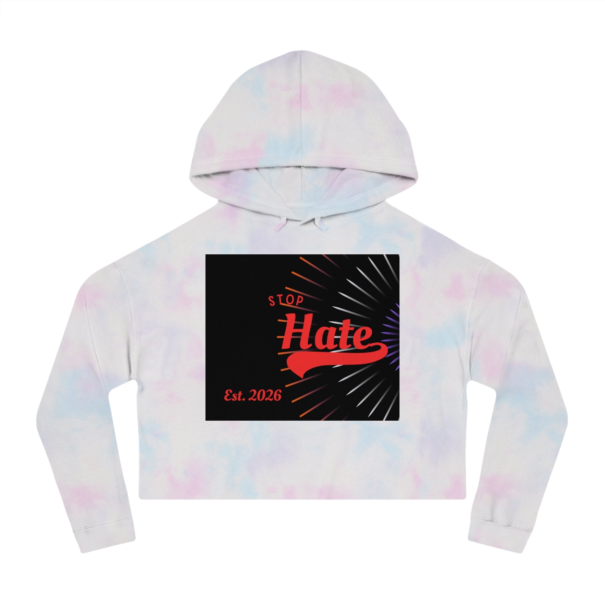 Cropped Hoodie — 'Stop Hate' Graphic Crop Top (Est. 2026)