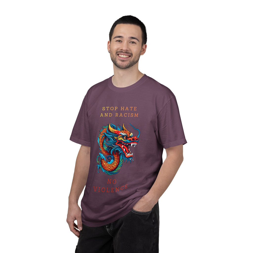 T-Shirt — 'Stop Hate and Racism, No Violence' Dragon Graphic Tee