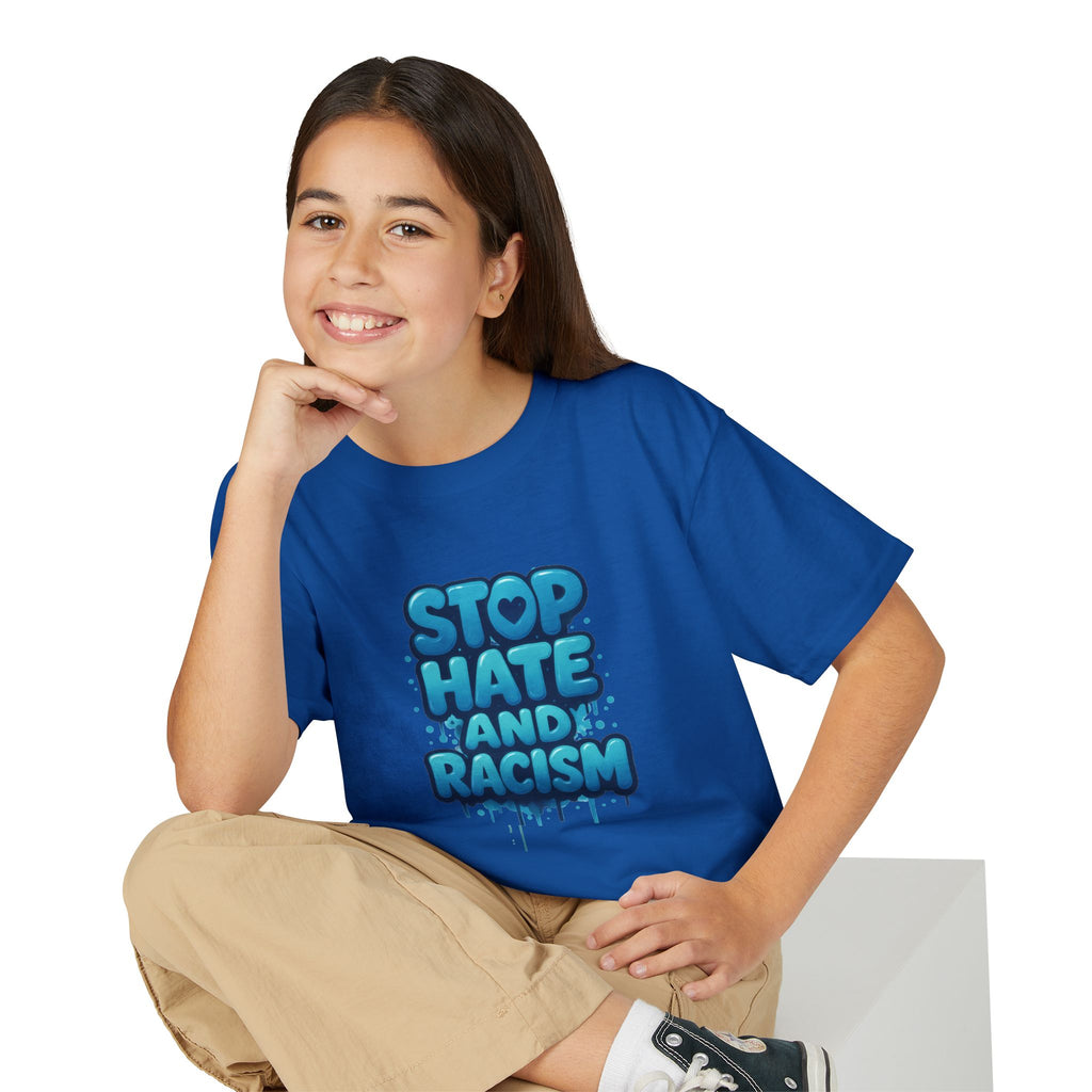 Stop Hate and Racism Youth T-Shirt — Anti-Racism Message Tee
